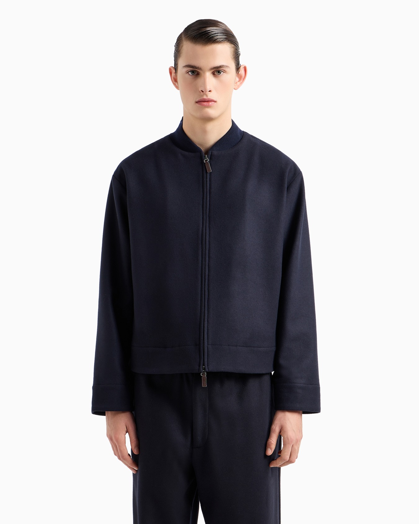Zip-up blouson in virgin wool cloth Slide 2