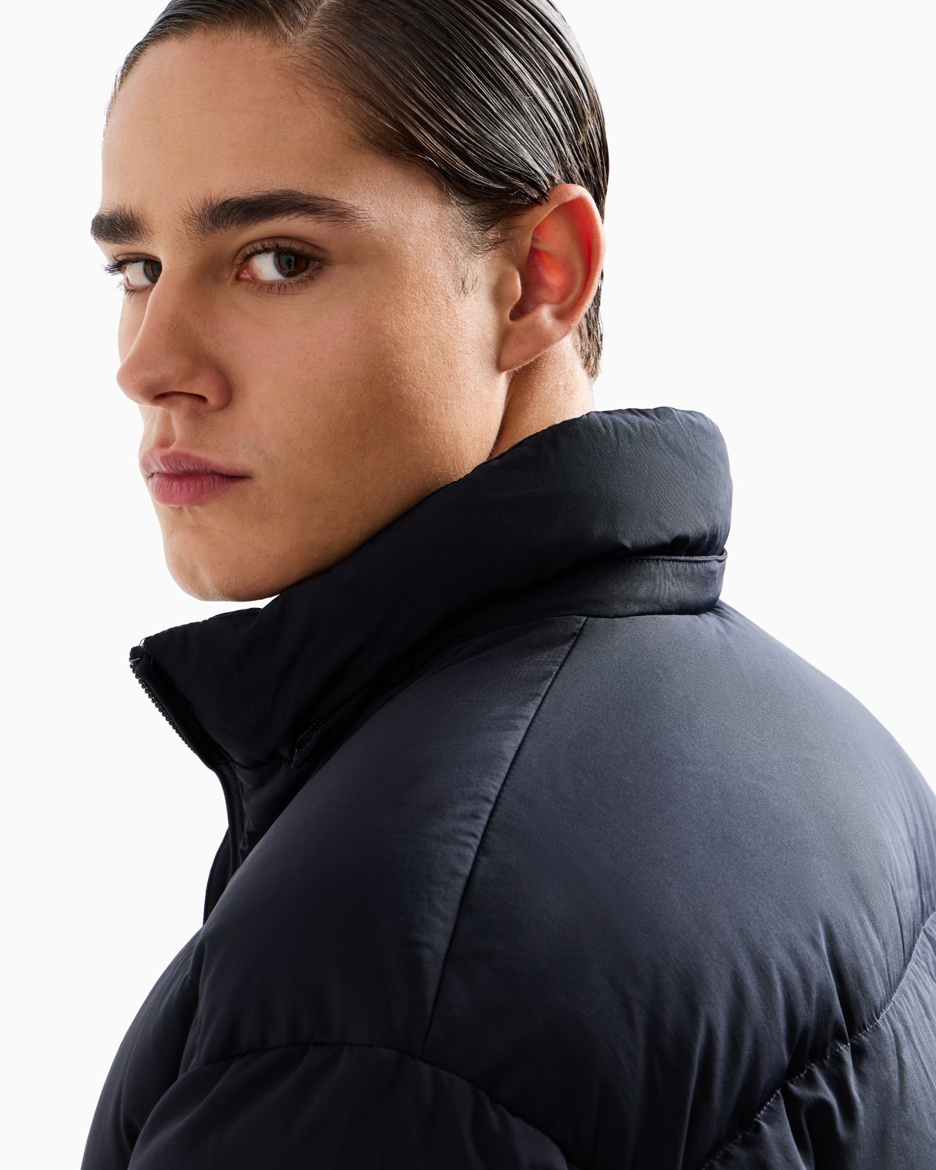 Full-zip water-repellent quilted ottoman nylon down jacket Diapositiva 5
