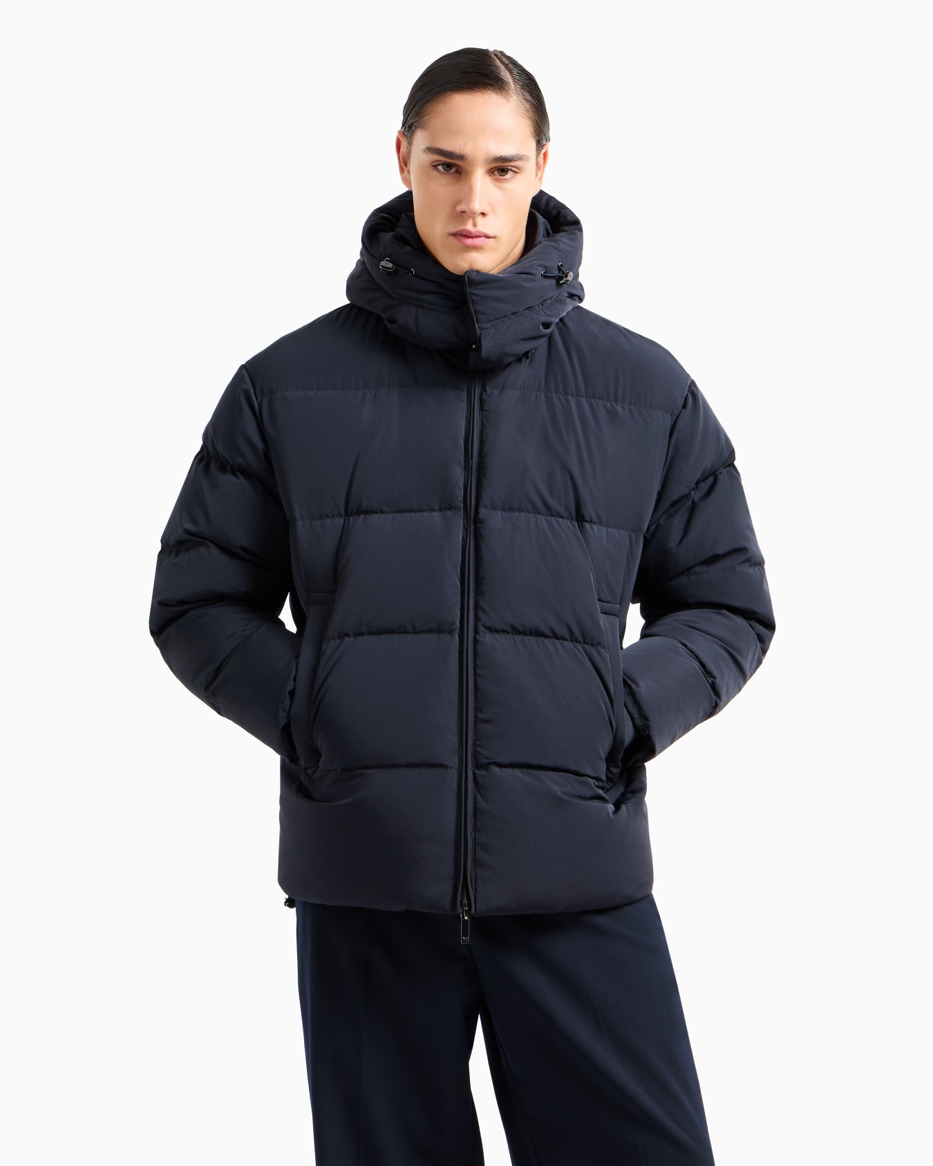 Full-zip water-repellent quilted ottoman nylon down jacket Diapositiva 2
