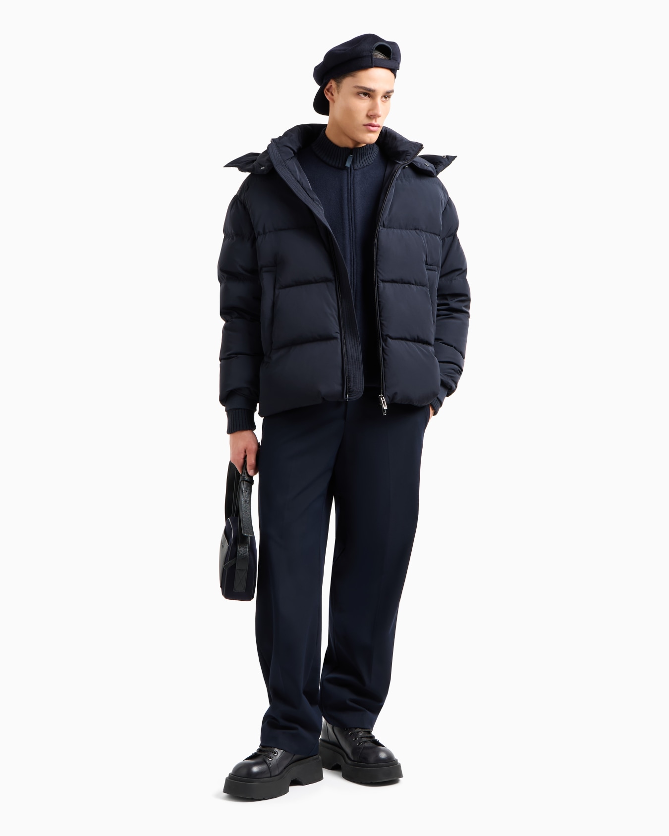 Full-zip water-repellent quilted ottoman nylon down jacket Diapositiva 4