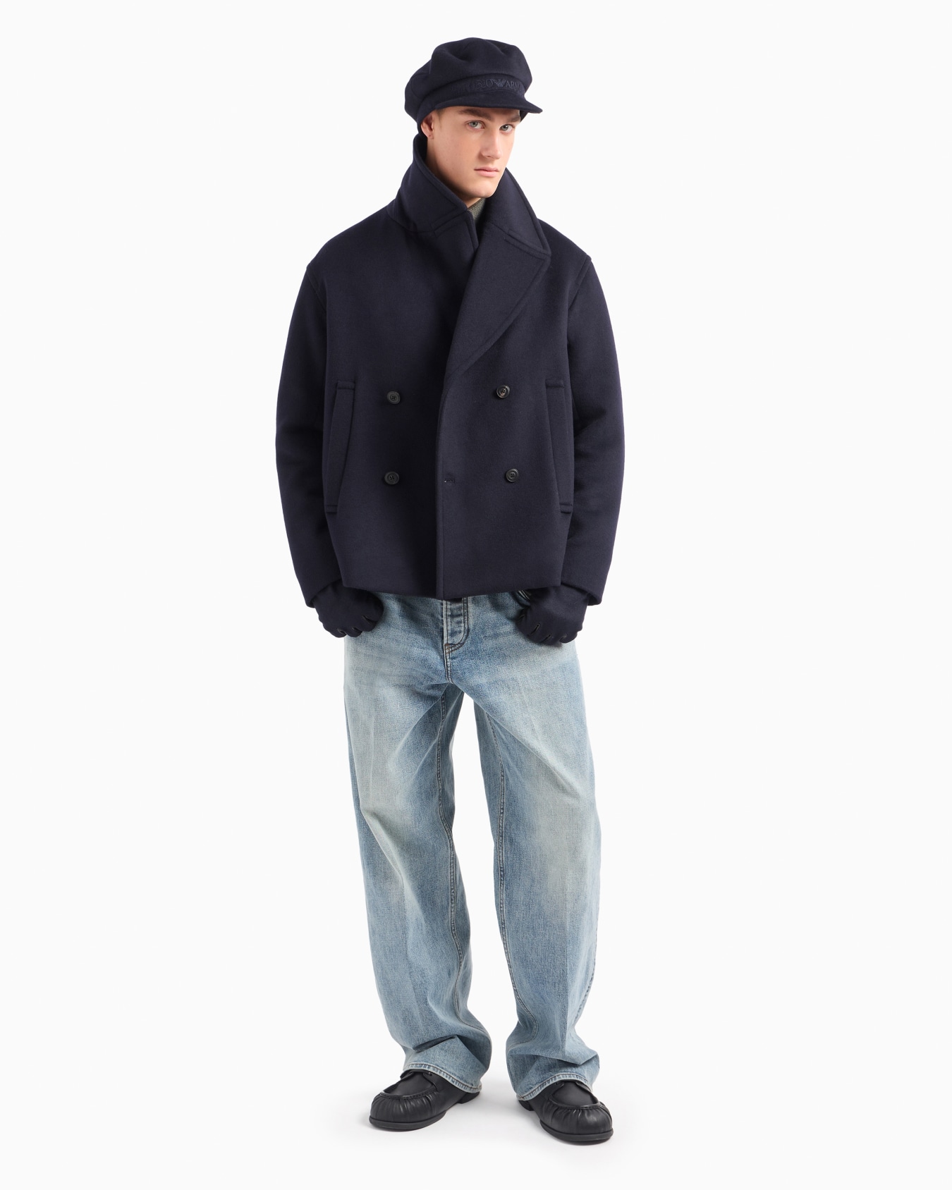 Double-breasted blouson in virgin wool cloth Slide 4
