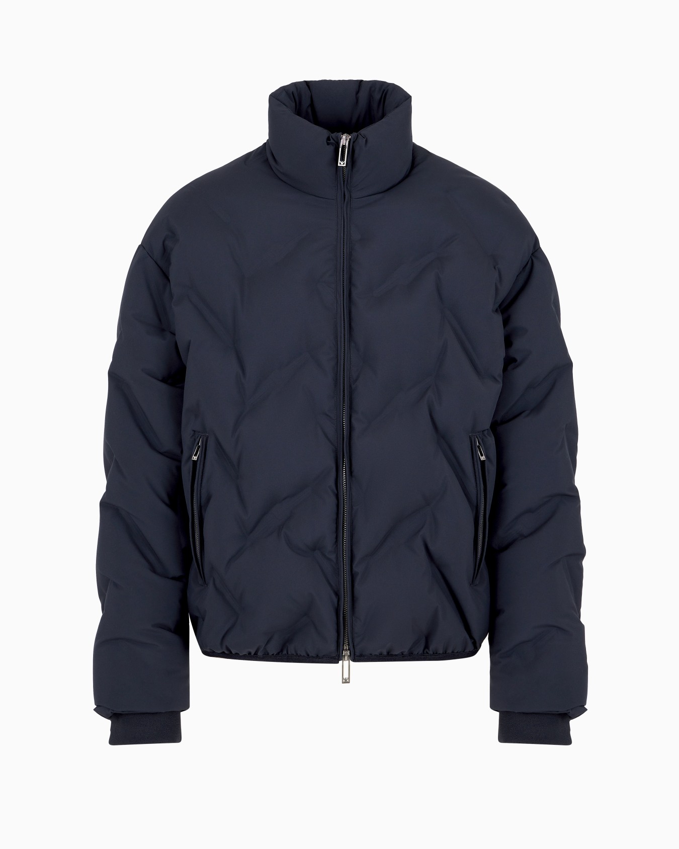 Chaqueta de plumas en nailon con cremallera completa y microáguila con efecto acolchado integral Diapositiva 0