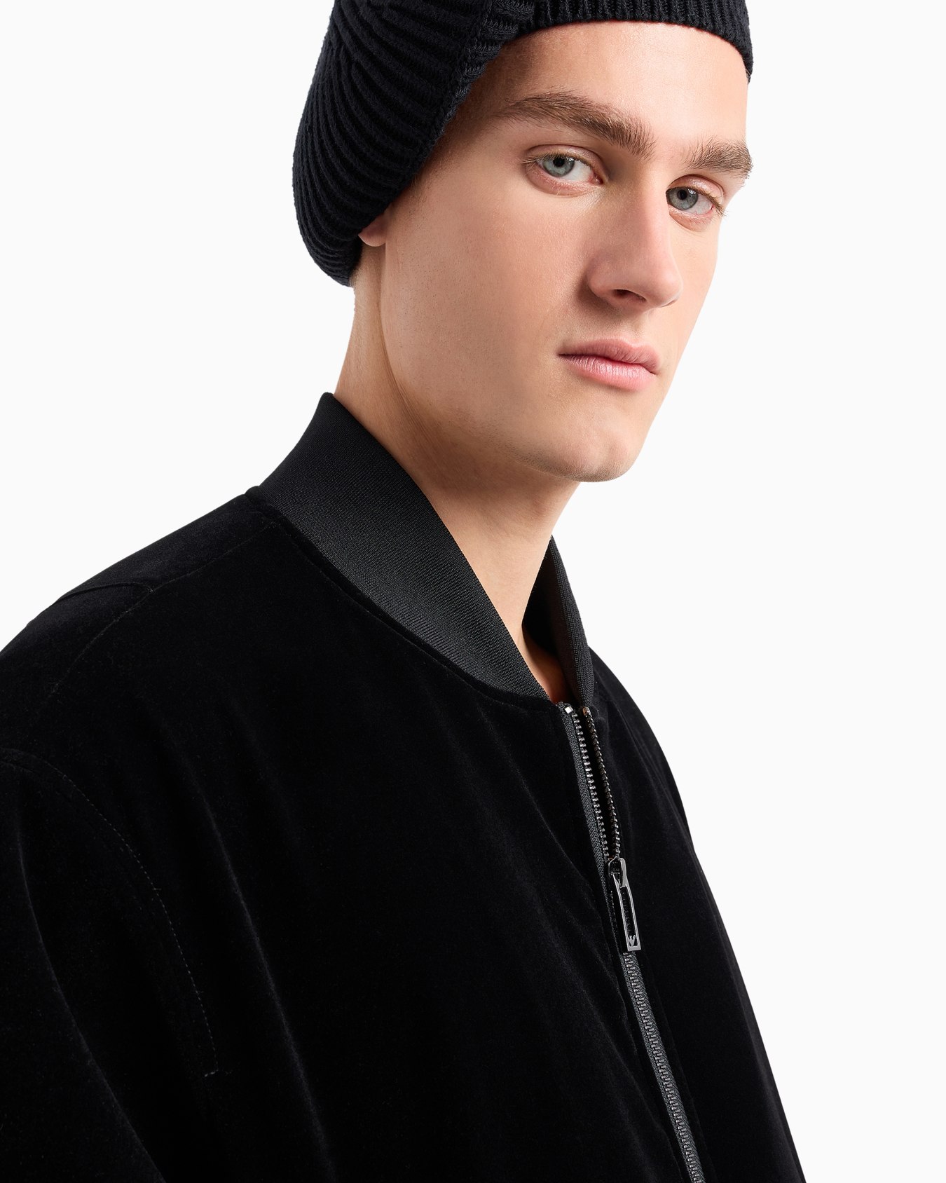 Clubwear velour bomber jacket with oversized French bulldog patch Slide 5