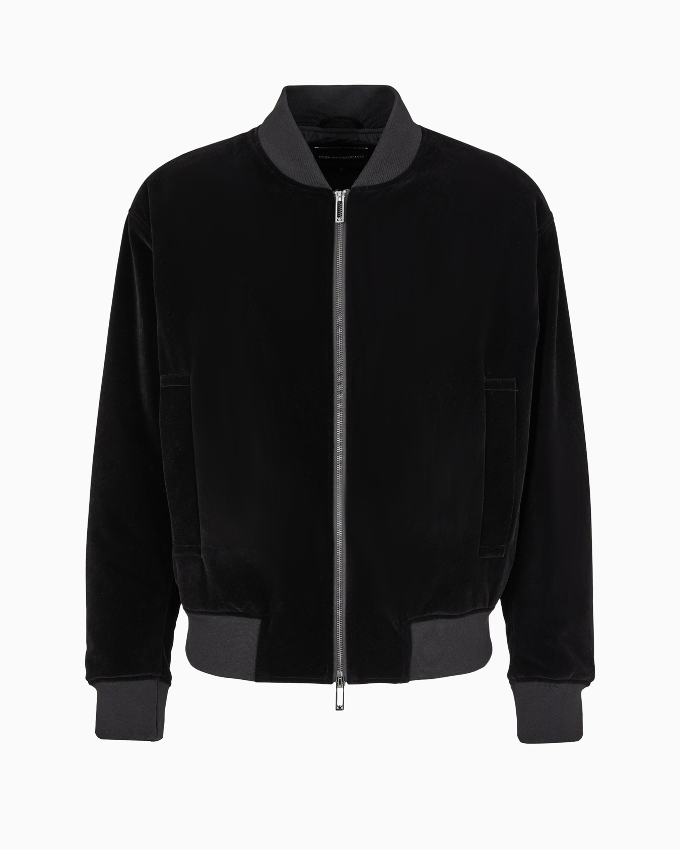 Clubwear velour bomber jacket with oversized French bulldog patch Slide 0
