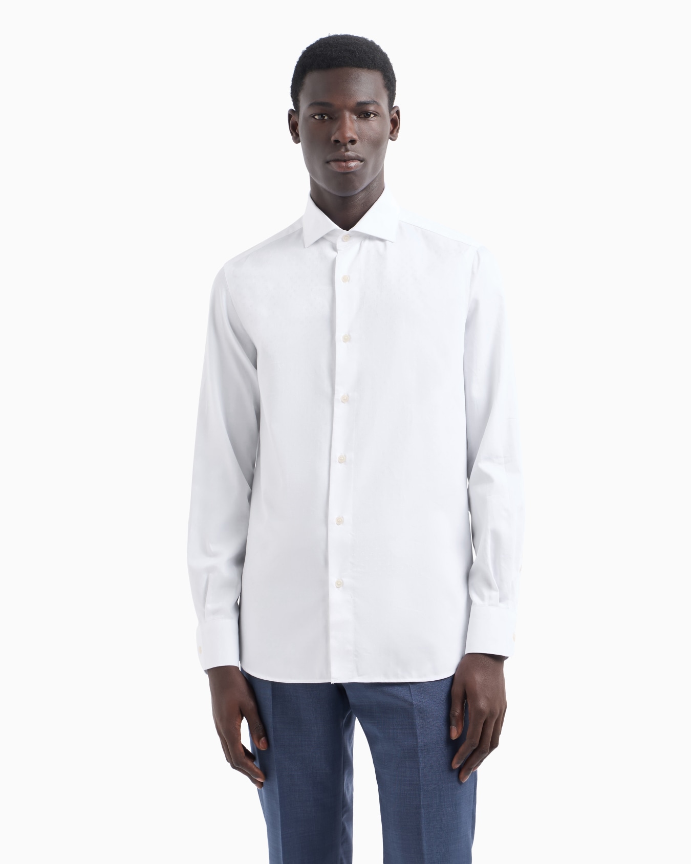 Camicia in cotone con logo lettering dots jacquard all over Slide 1