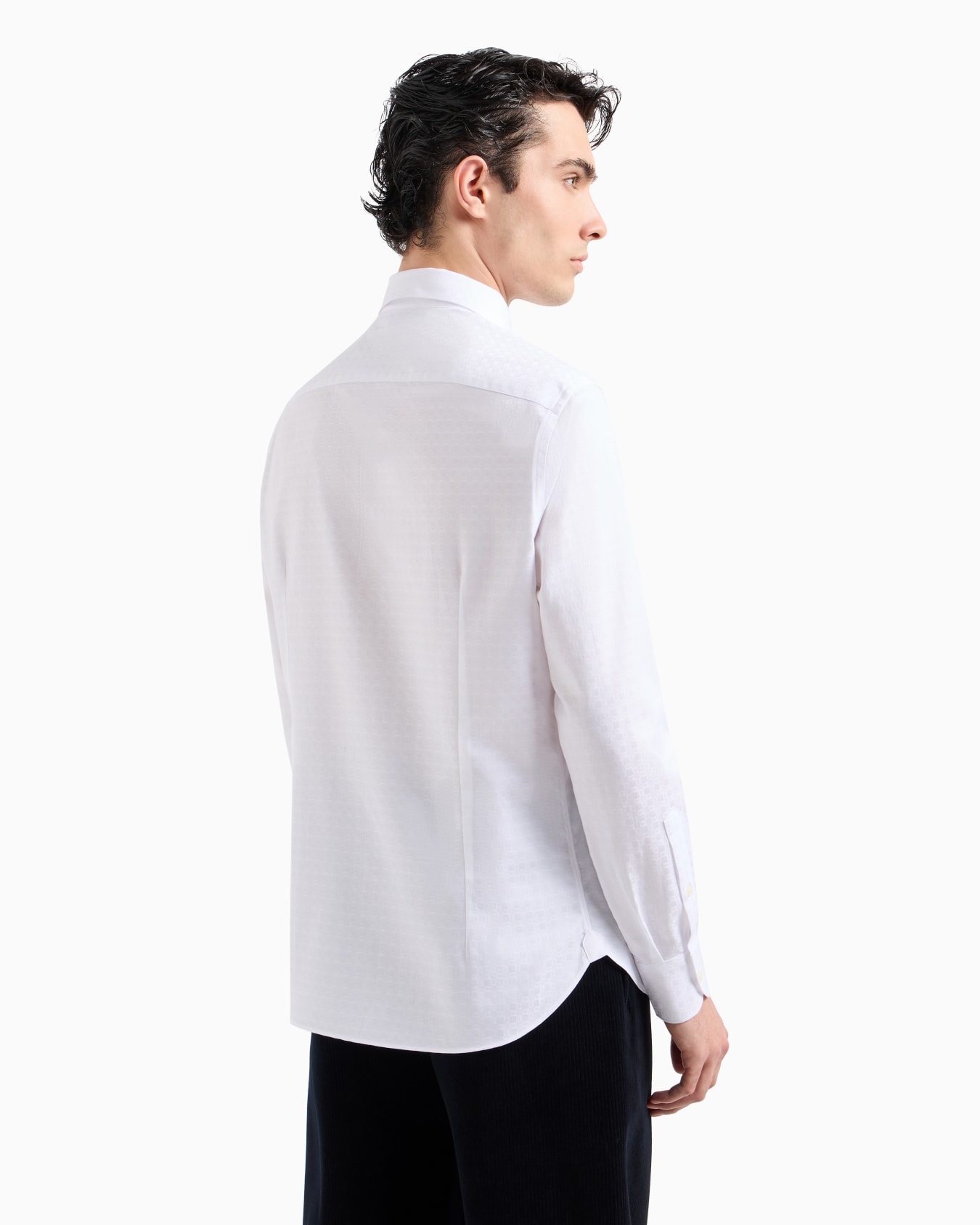 Cotton shirt with all-over jacquard logo pattern Slide 2