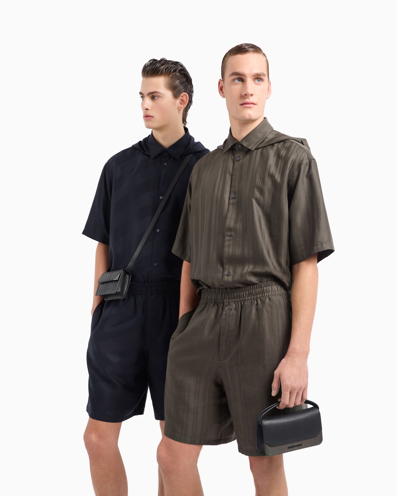Short-sleeved, comfort-fit, hooded shirt in ASV Lyocell with all-over pattern Slide 5