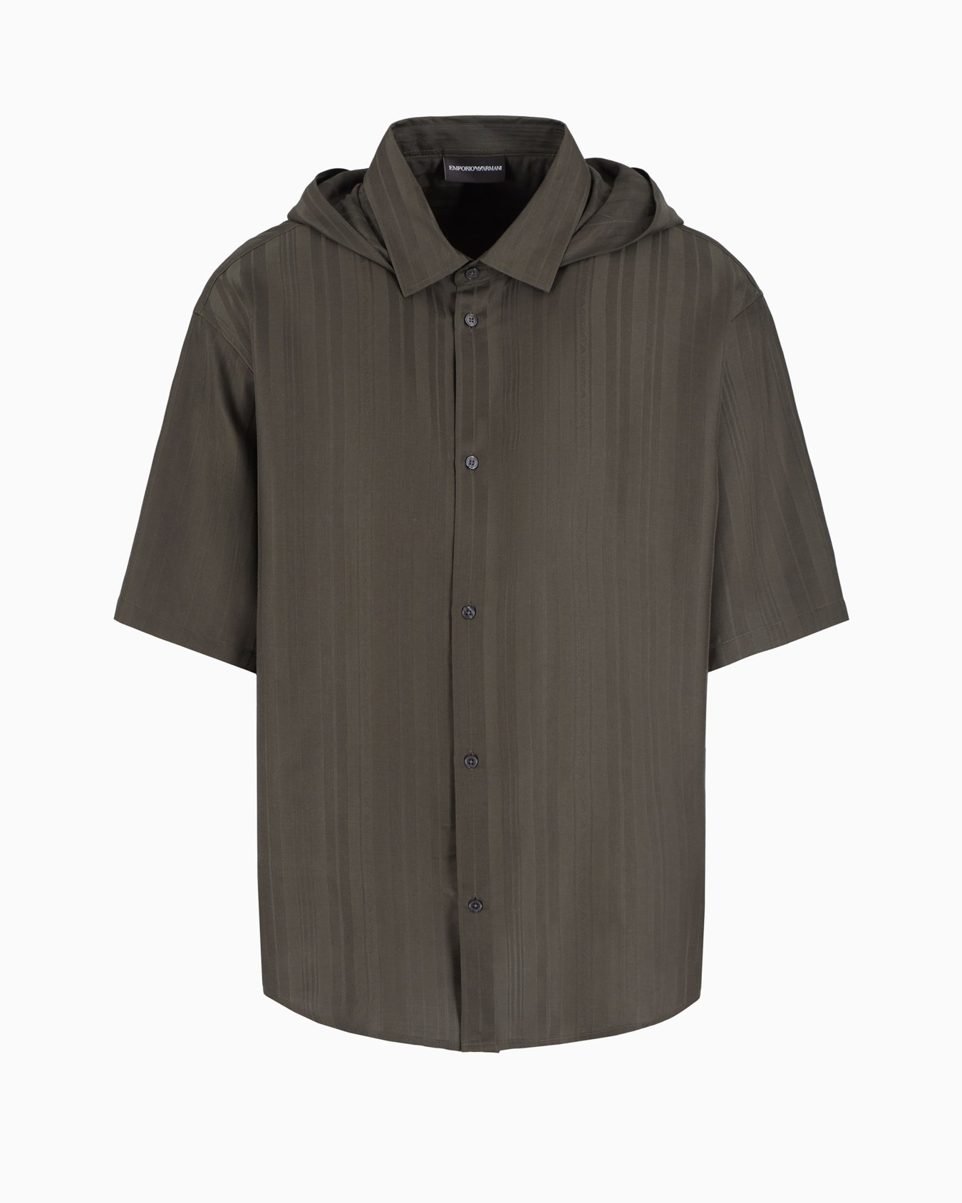 Short-sleeved, comfort-fit, hooded shirt in ASV Lyocell with all-over pattern Slide 0