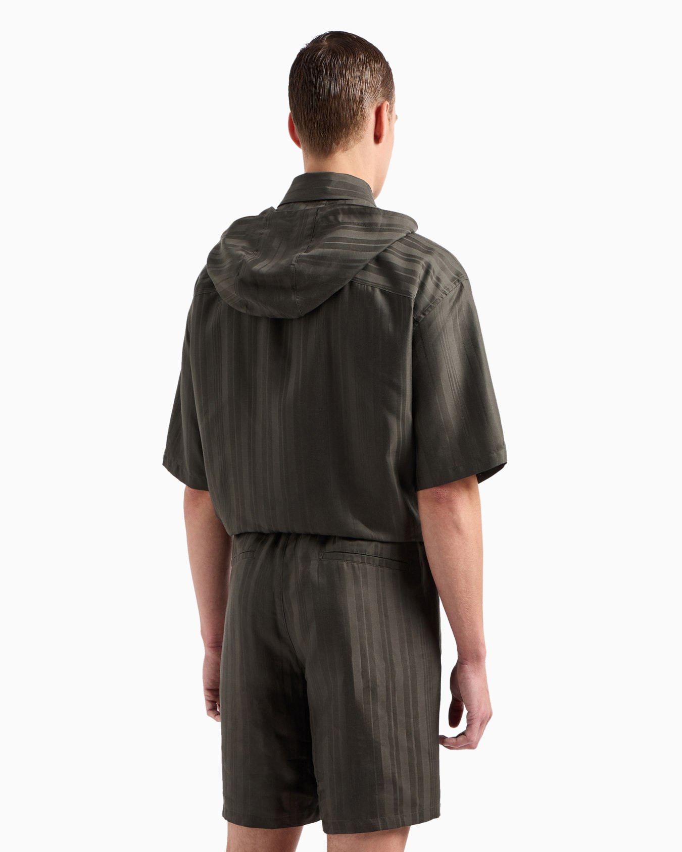 Short-sleeved, comfort-fit, hooded shirt in ASV Lyocell with all-over pattern Slide 3