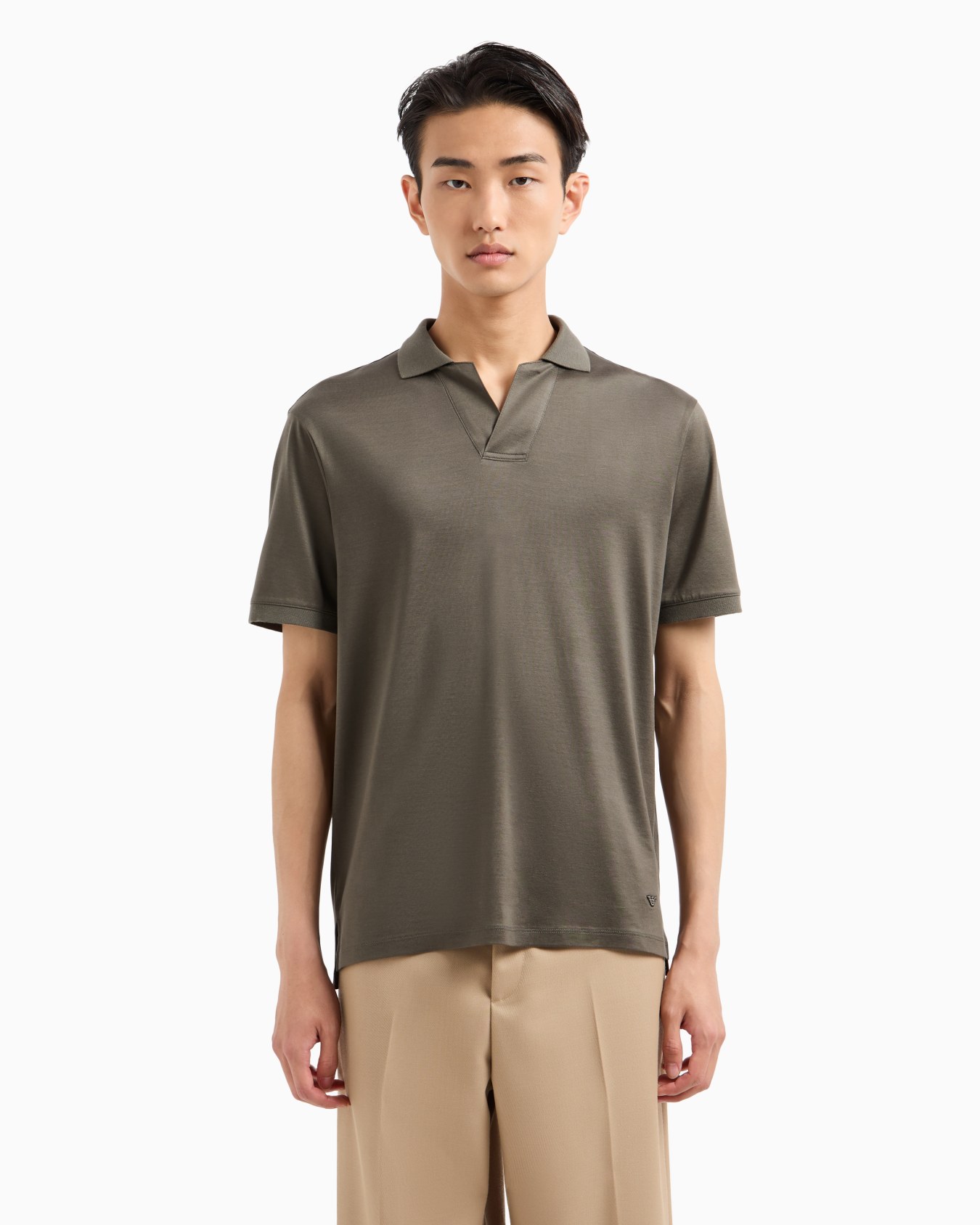  Lyocell-blend jersey polo shirt Slide 1