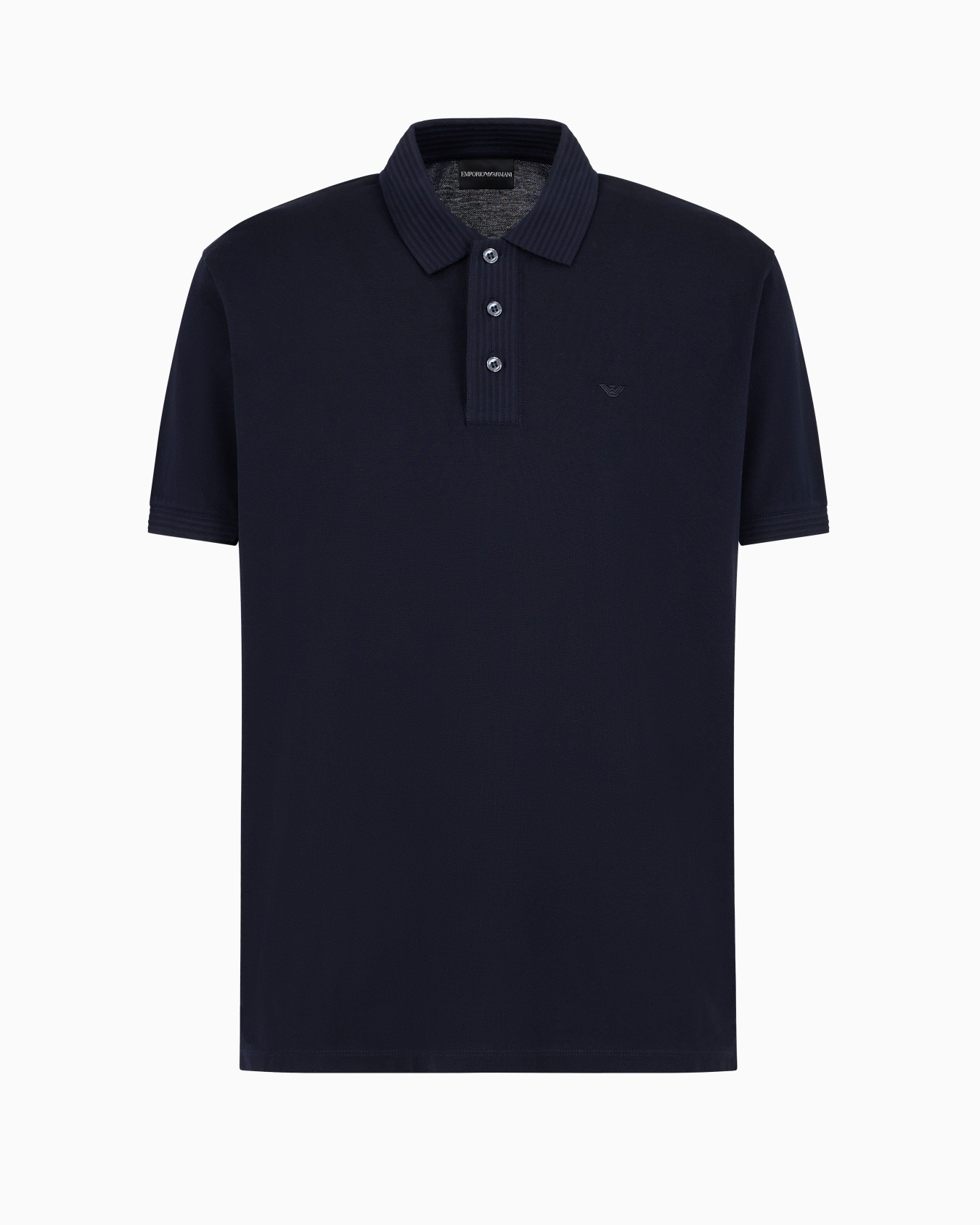 Mercerised piqué polo shirt with ribbed details Slide 0