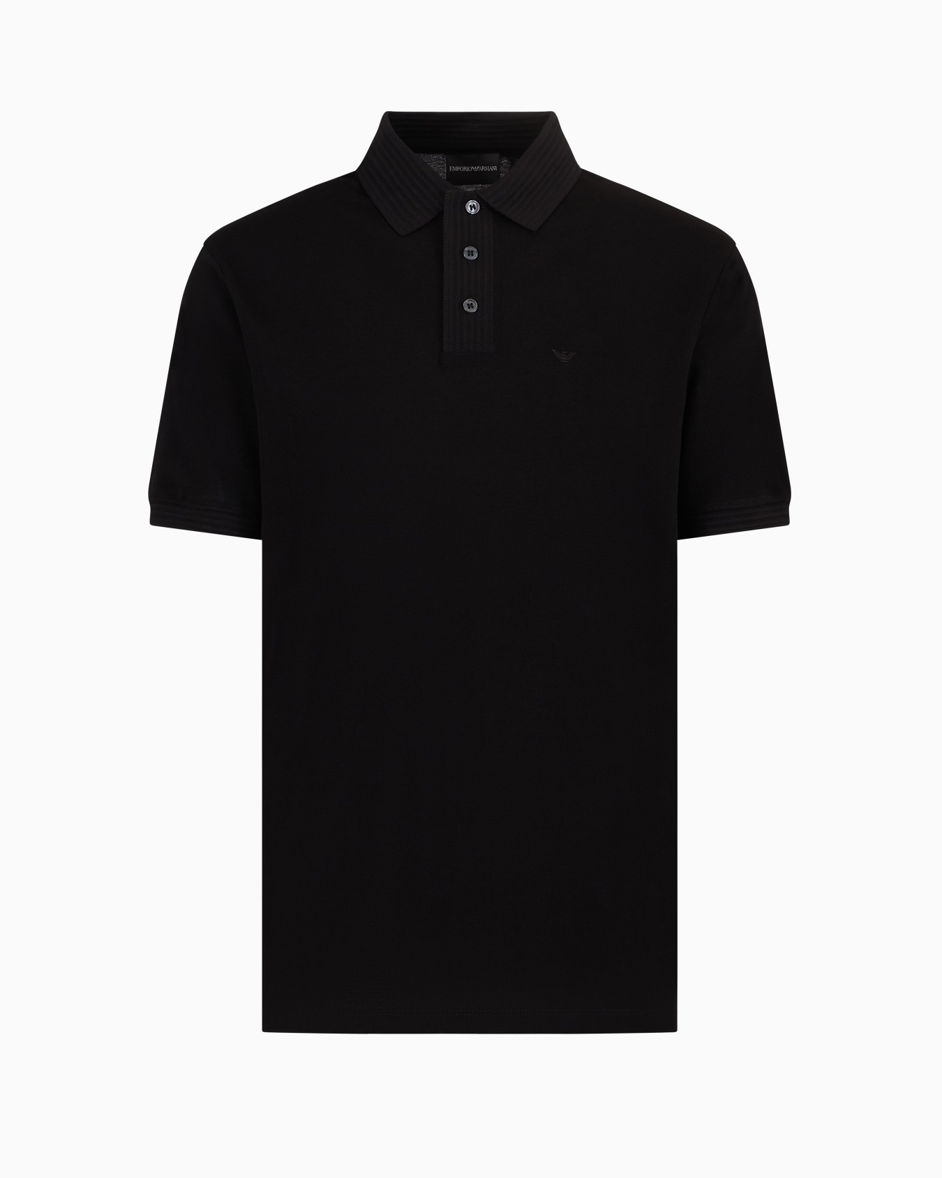 Mercerised piqué polo shirt with ribbed details Slide 0