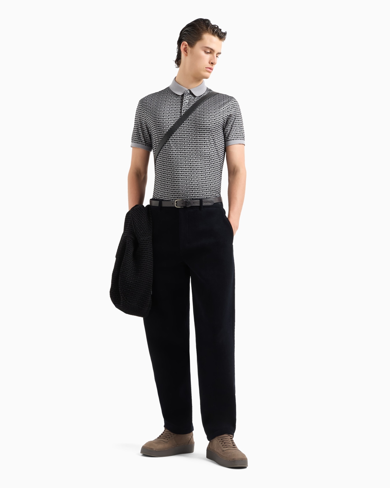 Polo en jersey de mélange lyocell, avec inscription floqué all over Diapositive 3