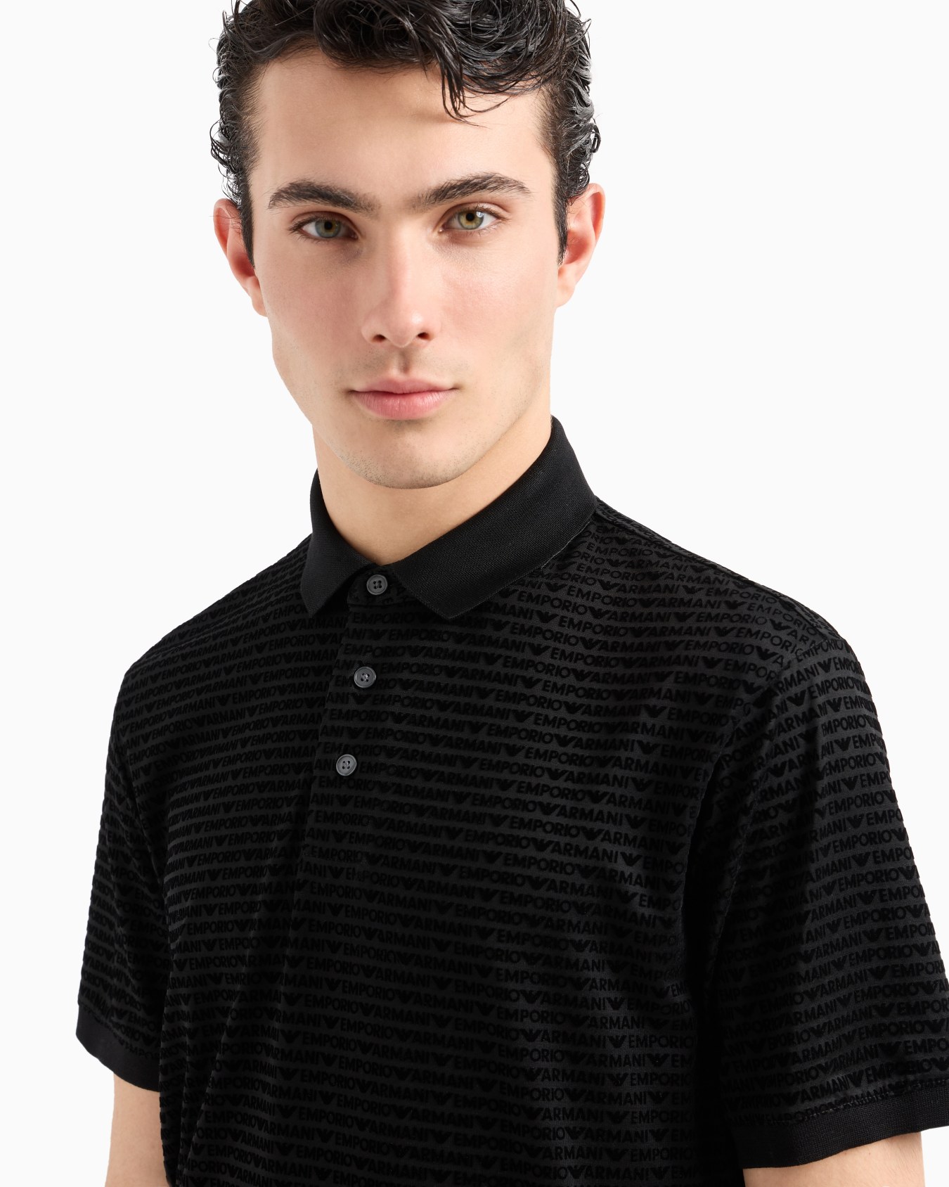  Lyocell-blend jersey polo shirt with flocked lettering all over Slide 4