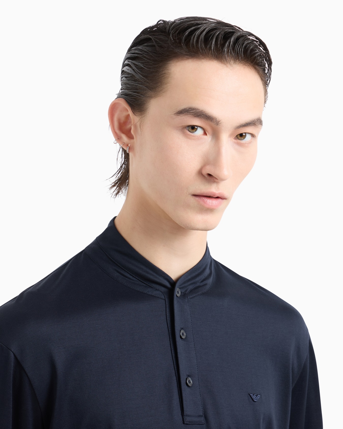 Polo con cuello panadero en punto de mezcla de lyocell  Diapositiva 4