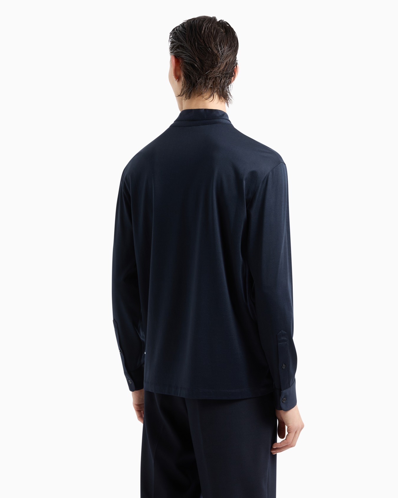 Polo con cuello panadero en punto de mezcla de lyocell  Diapositiva 2