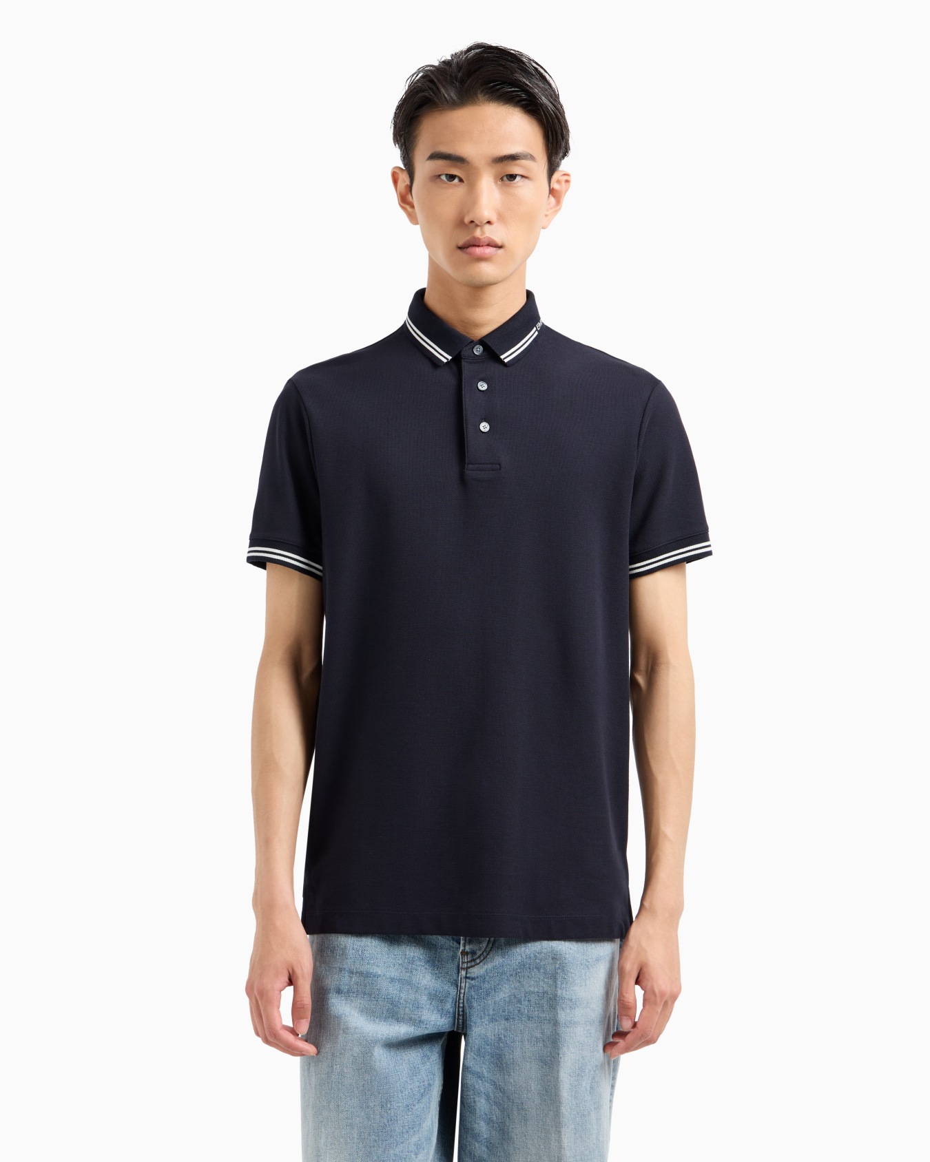 Jersey polo shirt with placed logo Slide 1