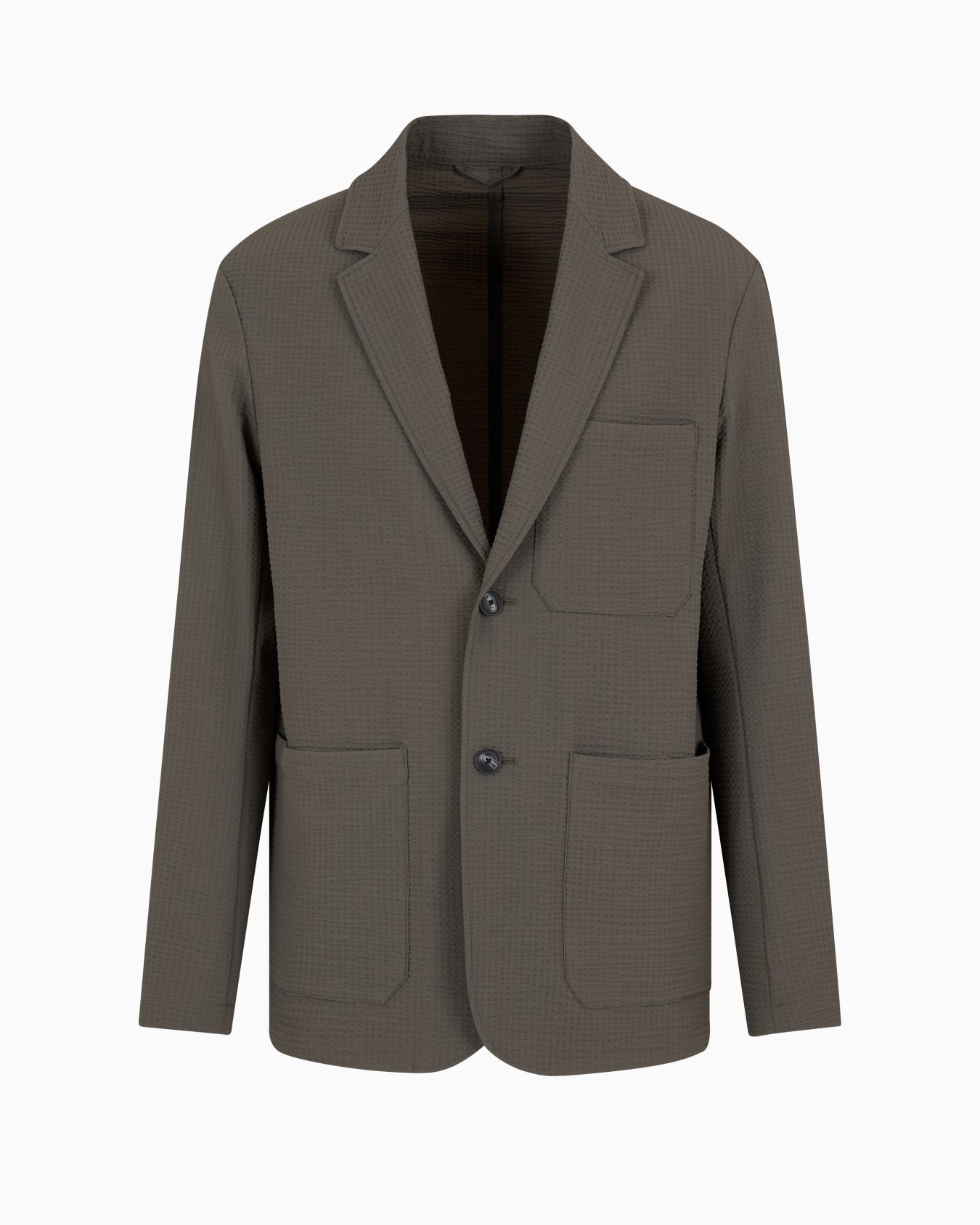 Single-breasted jacket in technical seersucker fabric Slide 0