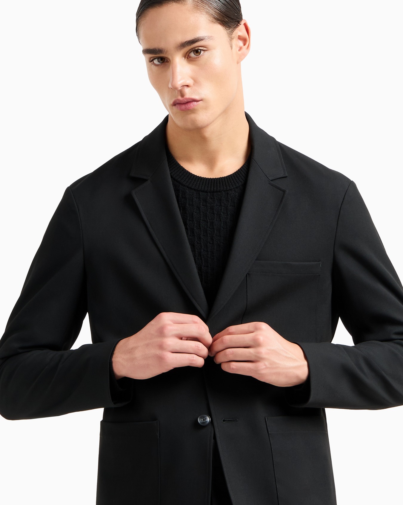 Chaqueta de abotonadura sencilla en tejido compacto con acabado efecto lana Diapositiva 5