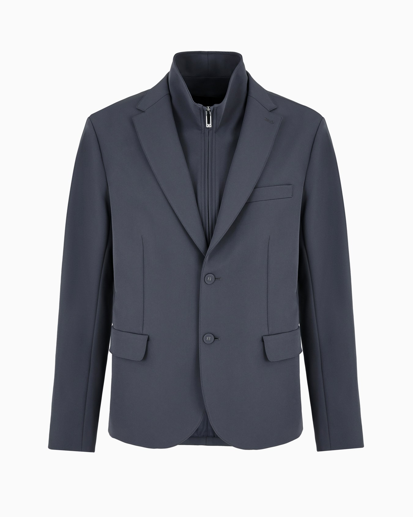 Single-breasted jacket with full-zip detachable inner panel in smooth lightweight nylon Slide 0