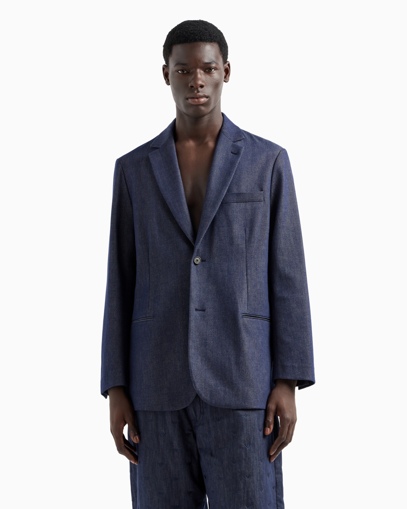 Blazer à simple boutonnage en denim mélange lyocell ASV Diapositive 3