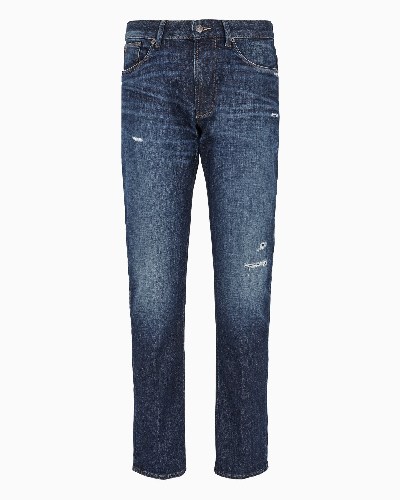 J06 Slim-fit, stone-washed stretch-denim jeans with rips Slide 0