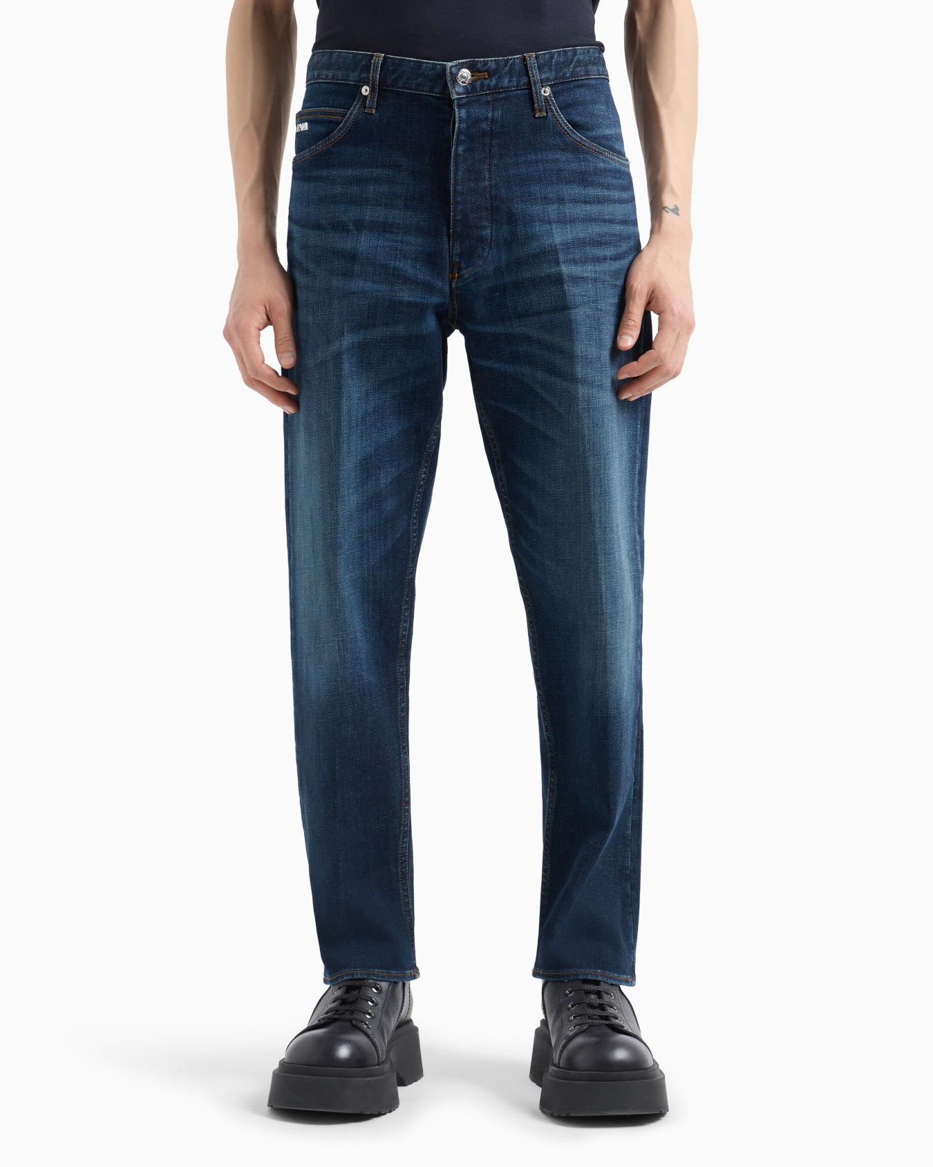 J69 Loose-fit jeans in stone-wash stretch denim with a dirty-effect treatment Slide 1