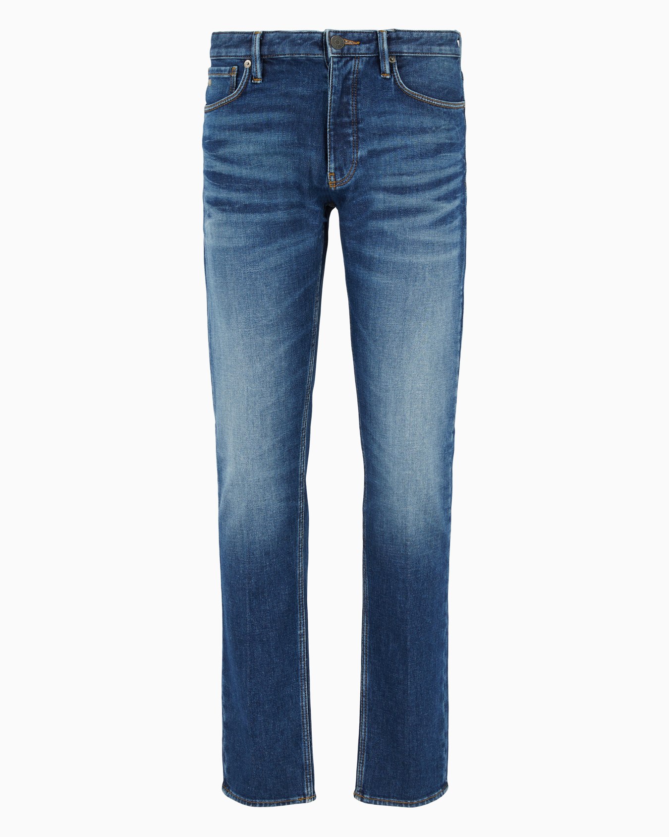 J75 Slim-fit, stone-washed stretch-denim jeans with whisker lines Slide 0
