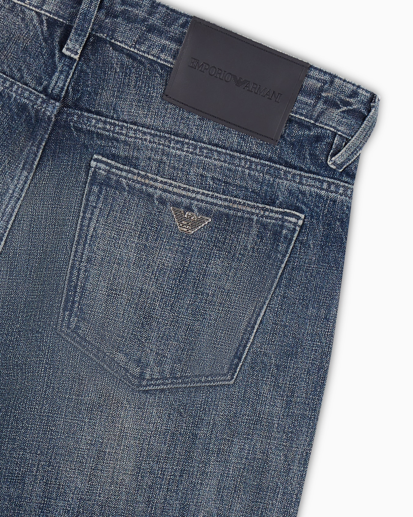 J75 Slim-fit, cross stone-washed denim jeans with whisker lines Slide 5