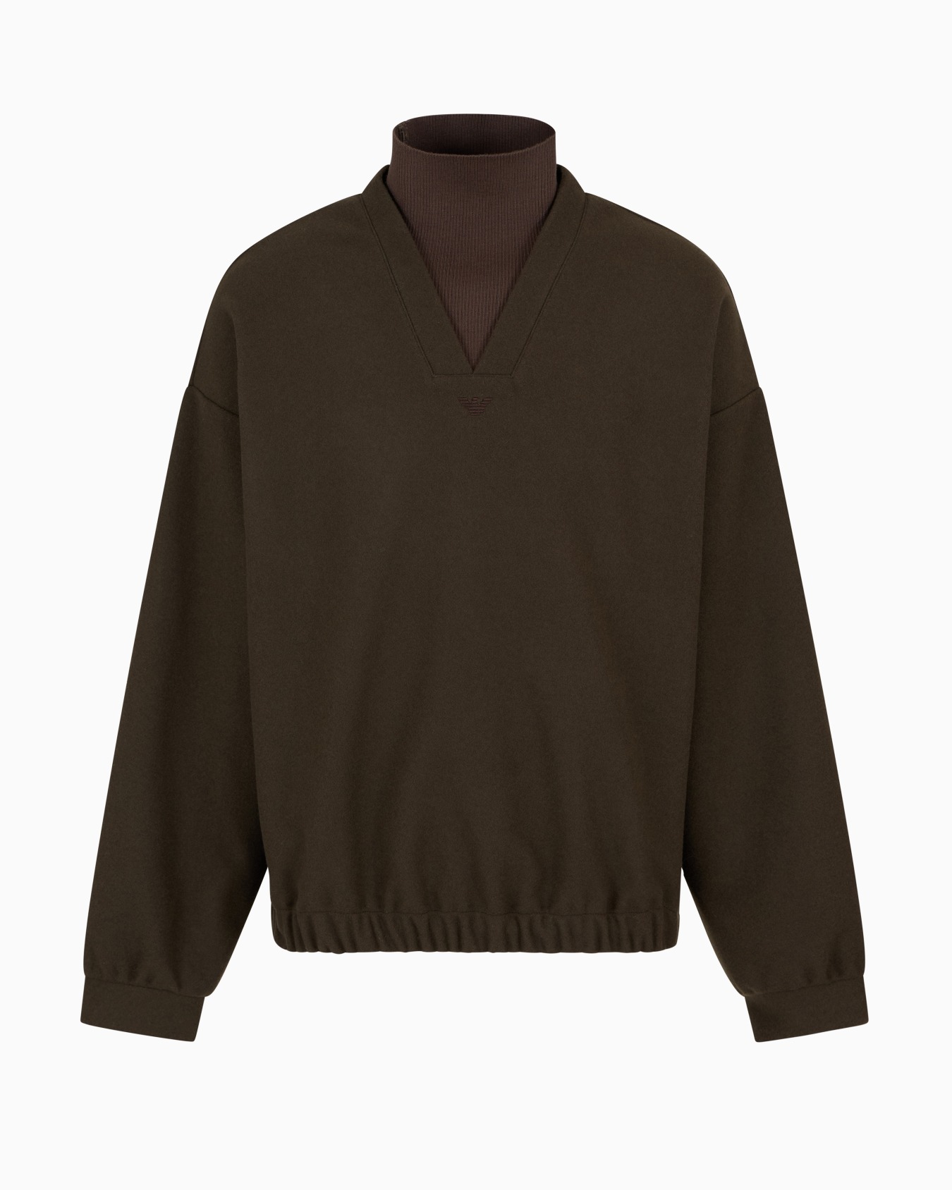 Wool cloth sweatshirt with knit mock neck Slide 0