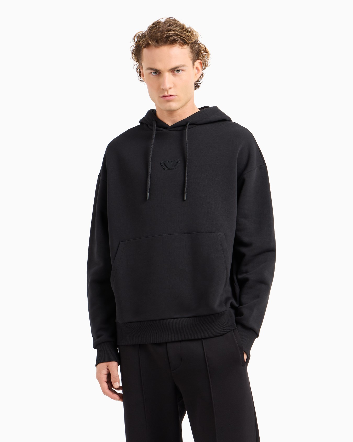 Cotton-blend jersey hooded sweatshirt with oversized eagle Slide 2