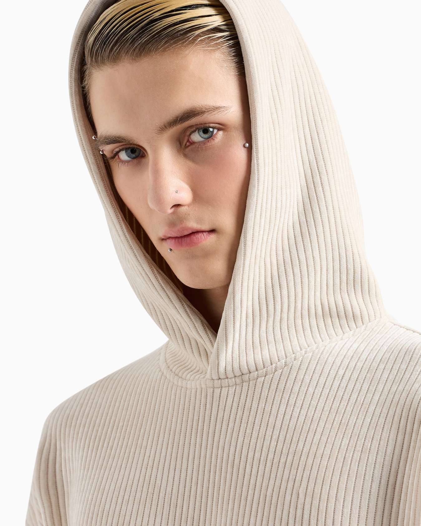 Ribbed velour hooded sweatshirt Slide 5