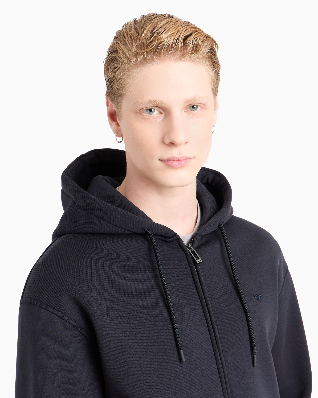 Sweat-shirt en mélange de jersey lyocell avec capuche et fermeture zippée Diapositive 4