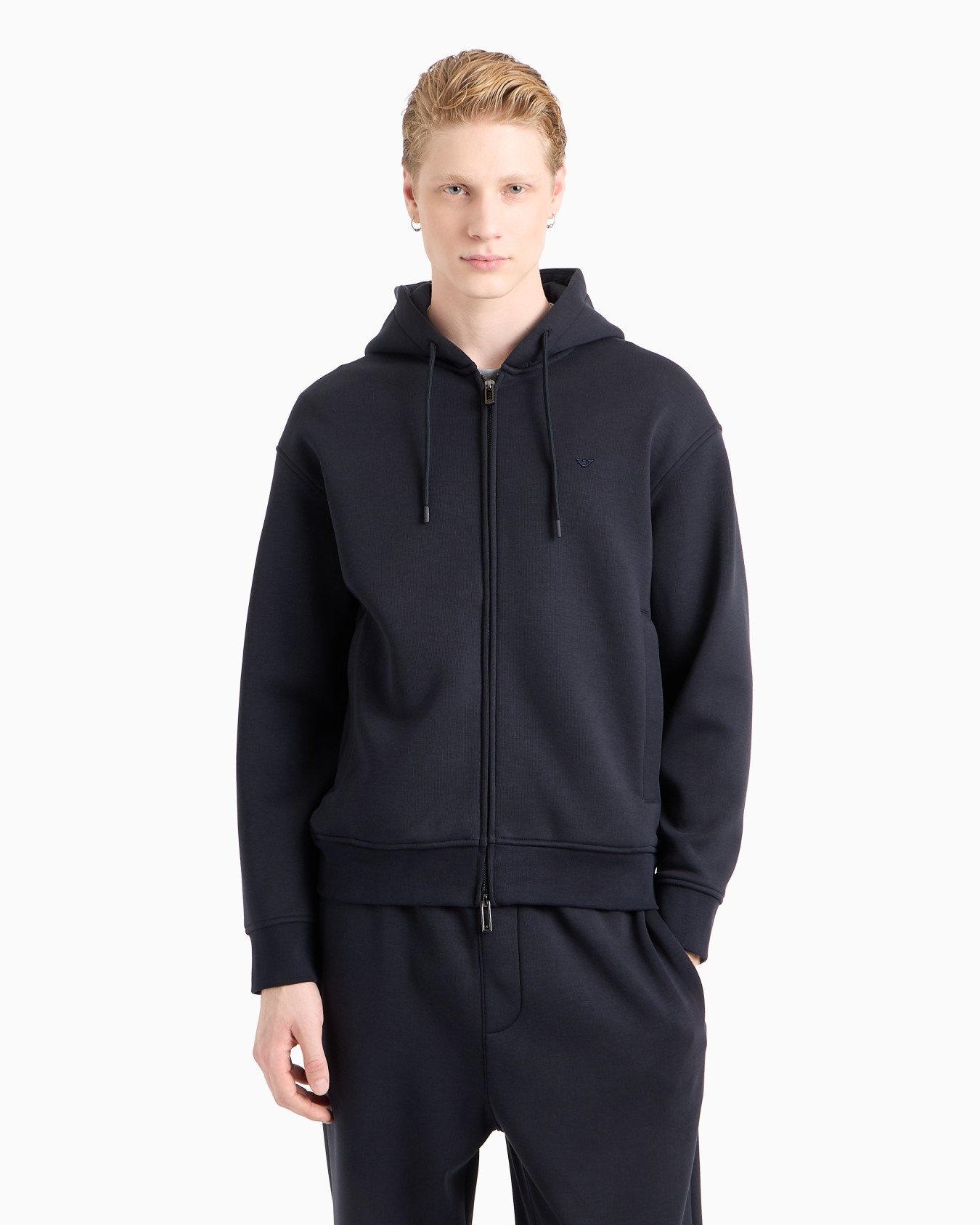 Sweat-shirt en mélange de jersey lyocell avec capuche et fermeture zippée Diapositive 1