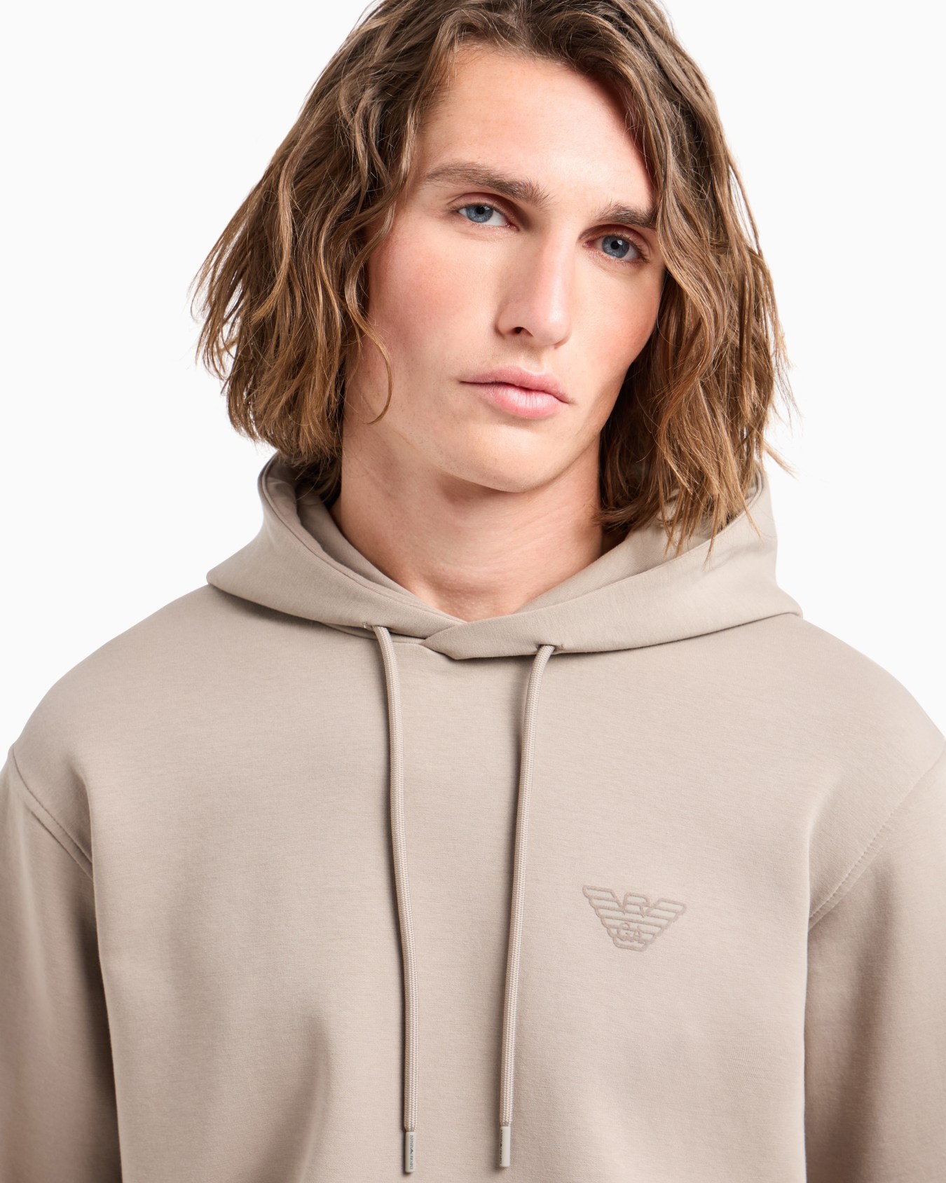 Double-jersey hooded sweatshirt with flocked logo Slide 4