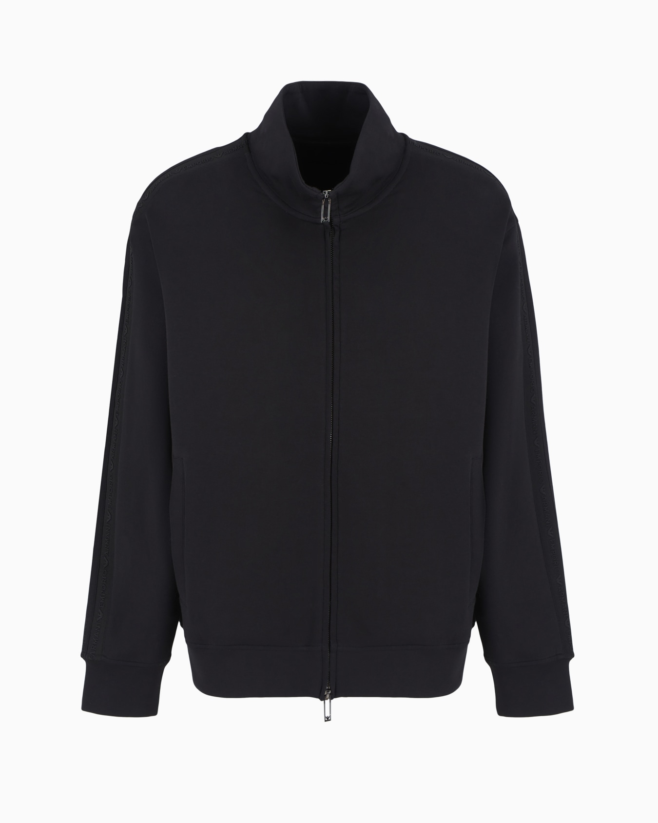 Double-jersey full-zip sweatshirt with embossed logo lettering tape Slide 0