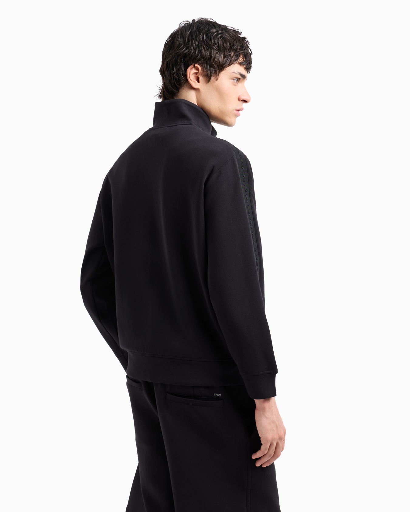 Double-jersey full-zip sweatshirt with embossed logo lettering tape Slide 3