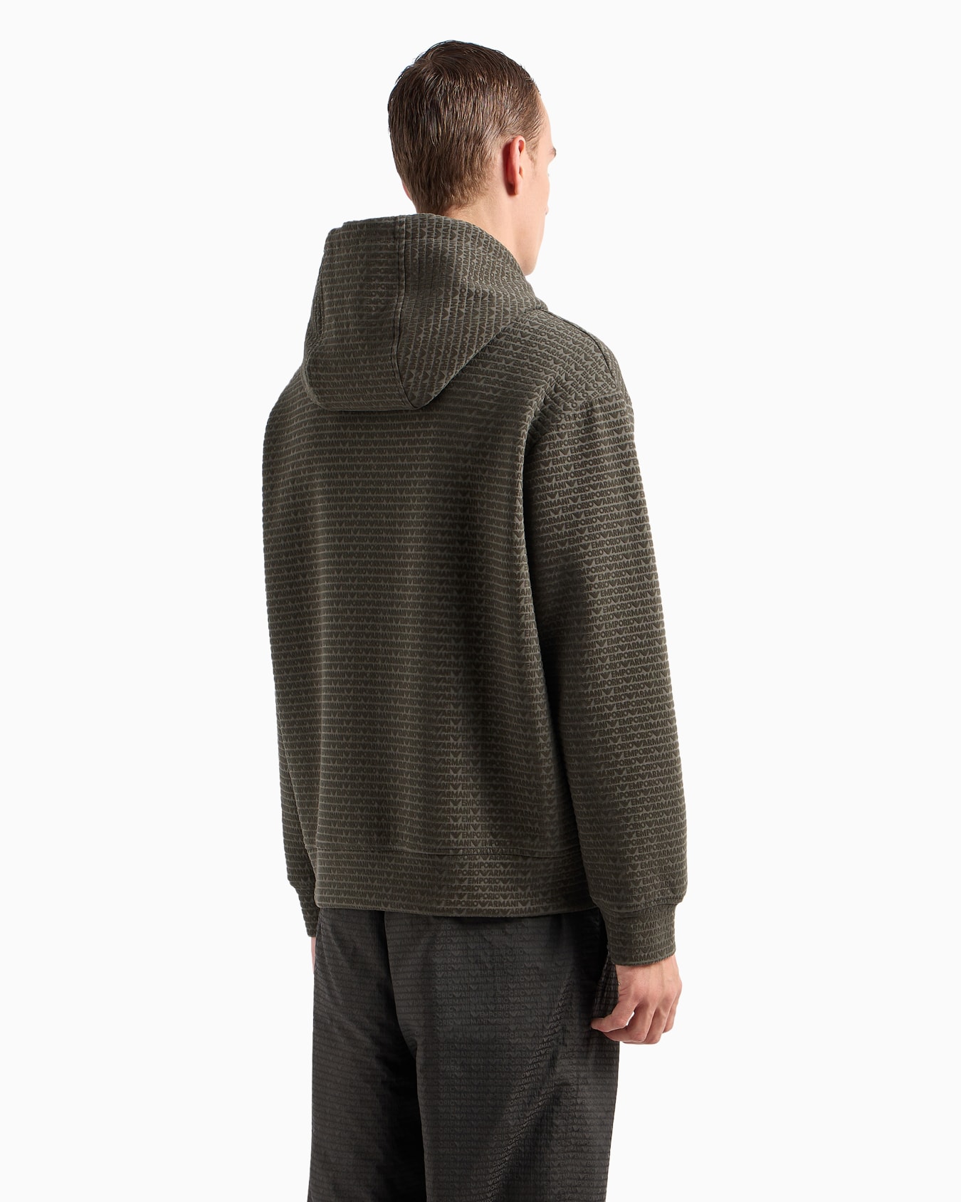 Sweat-shirt façon cardigan à capuche en jersey double avec inscription floquée all over Diapositive 3