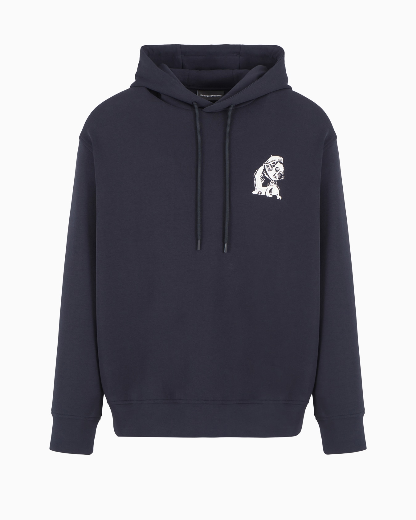 Double-jersey hooded sweatshirt with French bulldog embroidery Slide 0