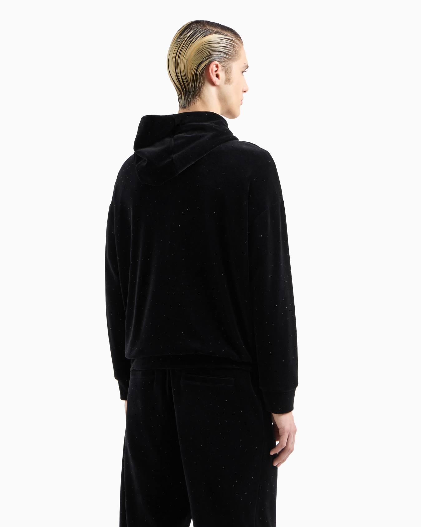Clubwear chenille hooded sweatshirt with all-over rhinestones Slide 2