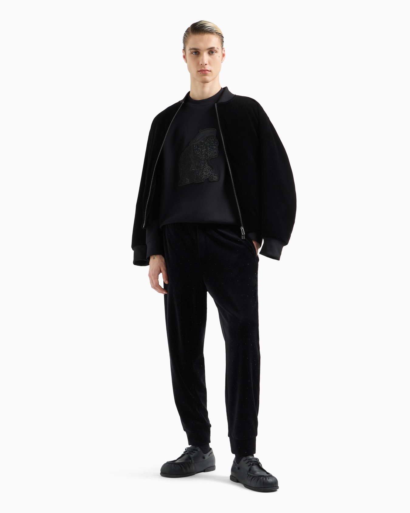 Clubwear double-jersey sweatshirt with oversized French bulldog patch Slide 3