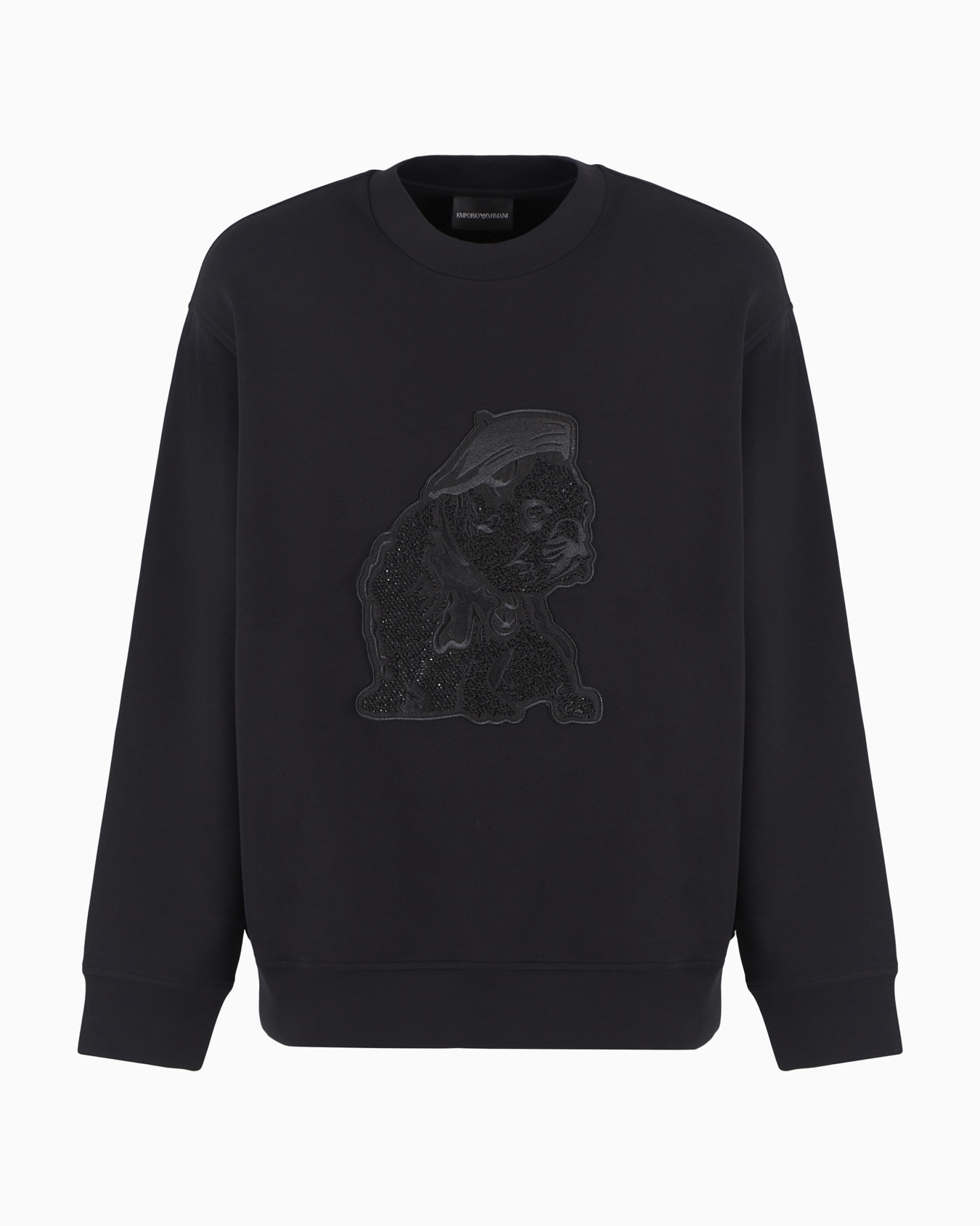 Clubwear double-jersey sweatshirt with oversized French bulldog patch Slide 0