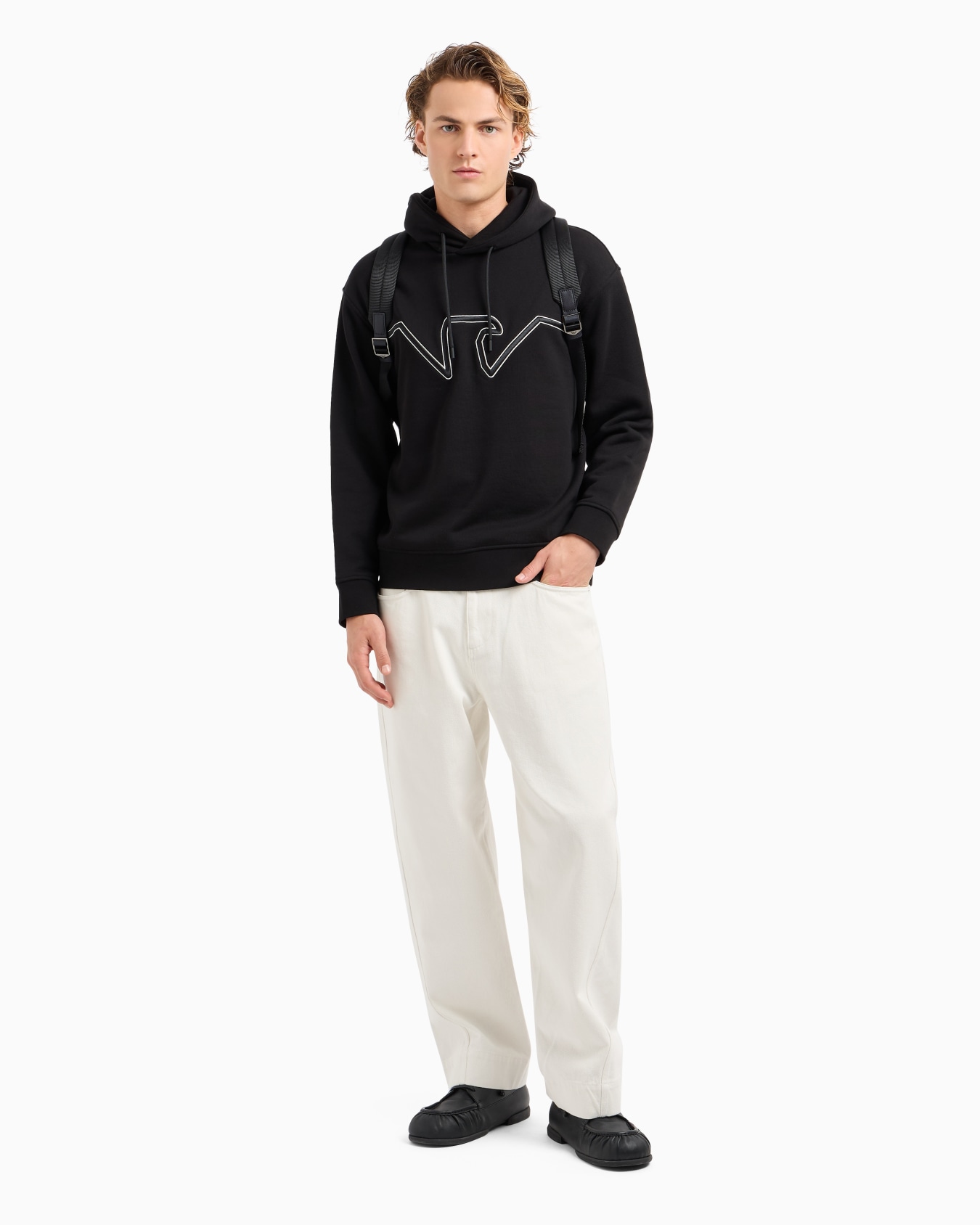 Sweat-shirt en jersey avec capuche et logo bombé en relief Diapositive 4