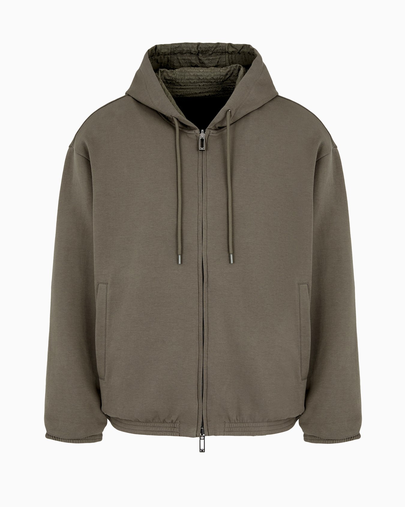 Reversible hooded zip-up sweatshirt in double jersey Slide 0