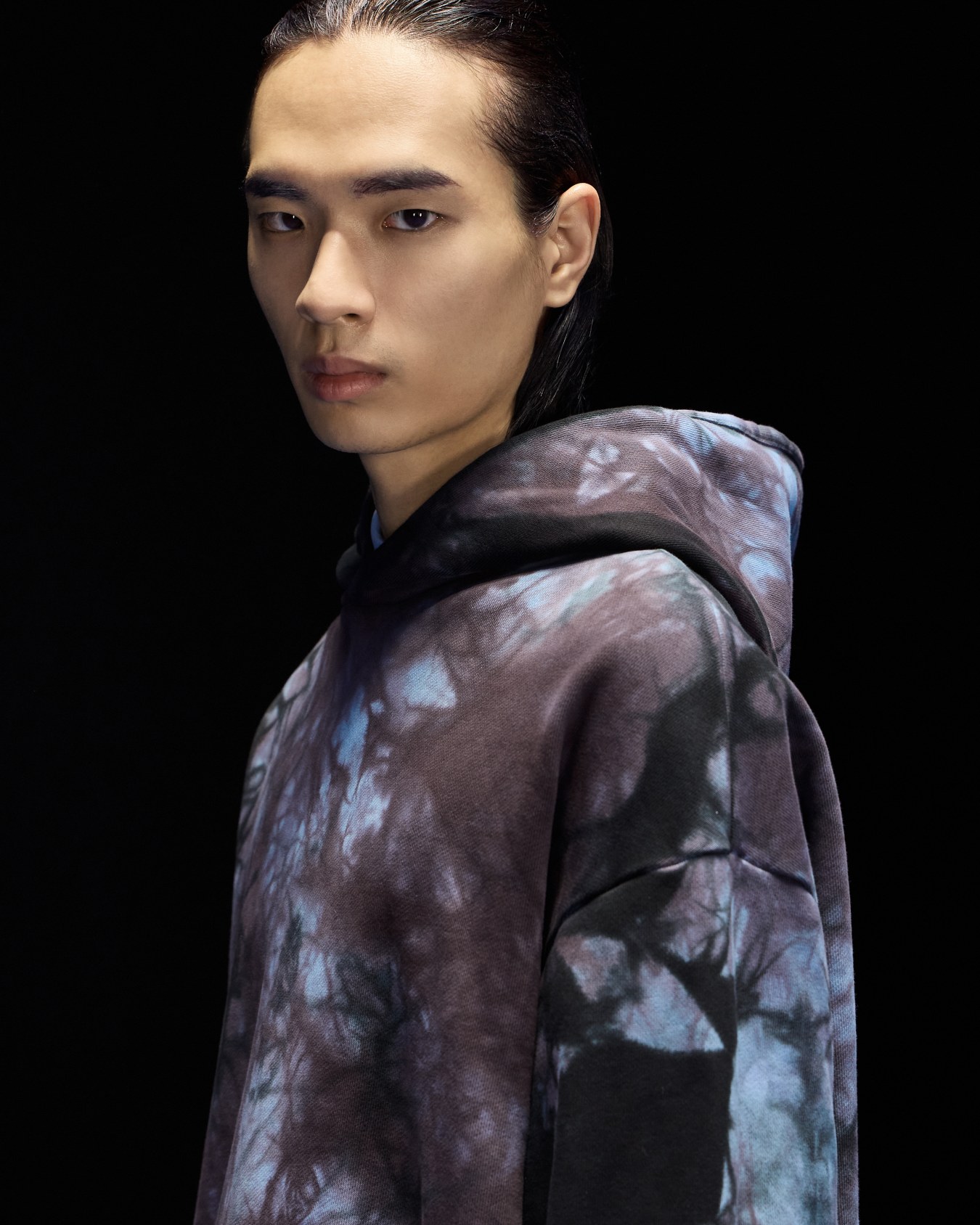ASV Black Blue capsule collection oversize organic-jersey hooded tie-dye print sweatshirt Slide 5