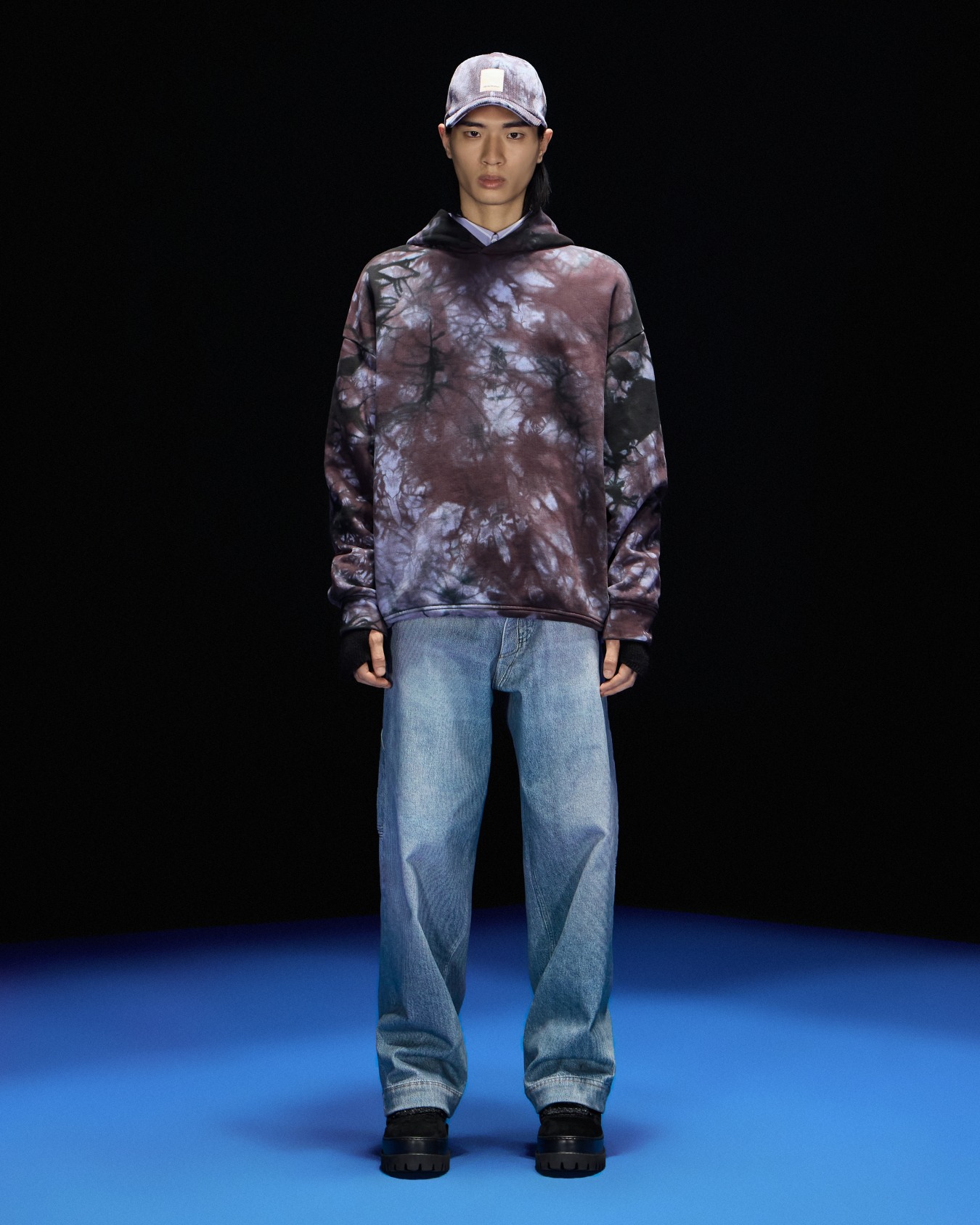 ASV Black Blue capsule collection oversize organic-jersey hooded tie-dye print sweatshirt Slide 4