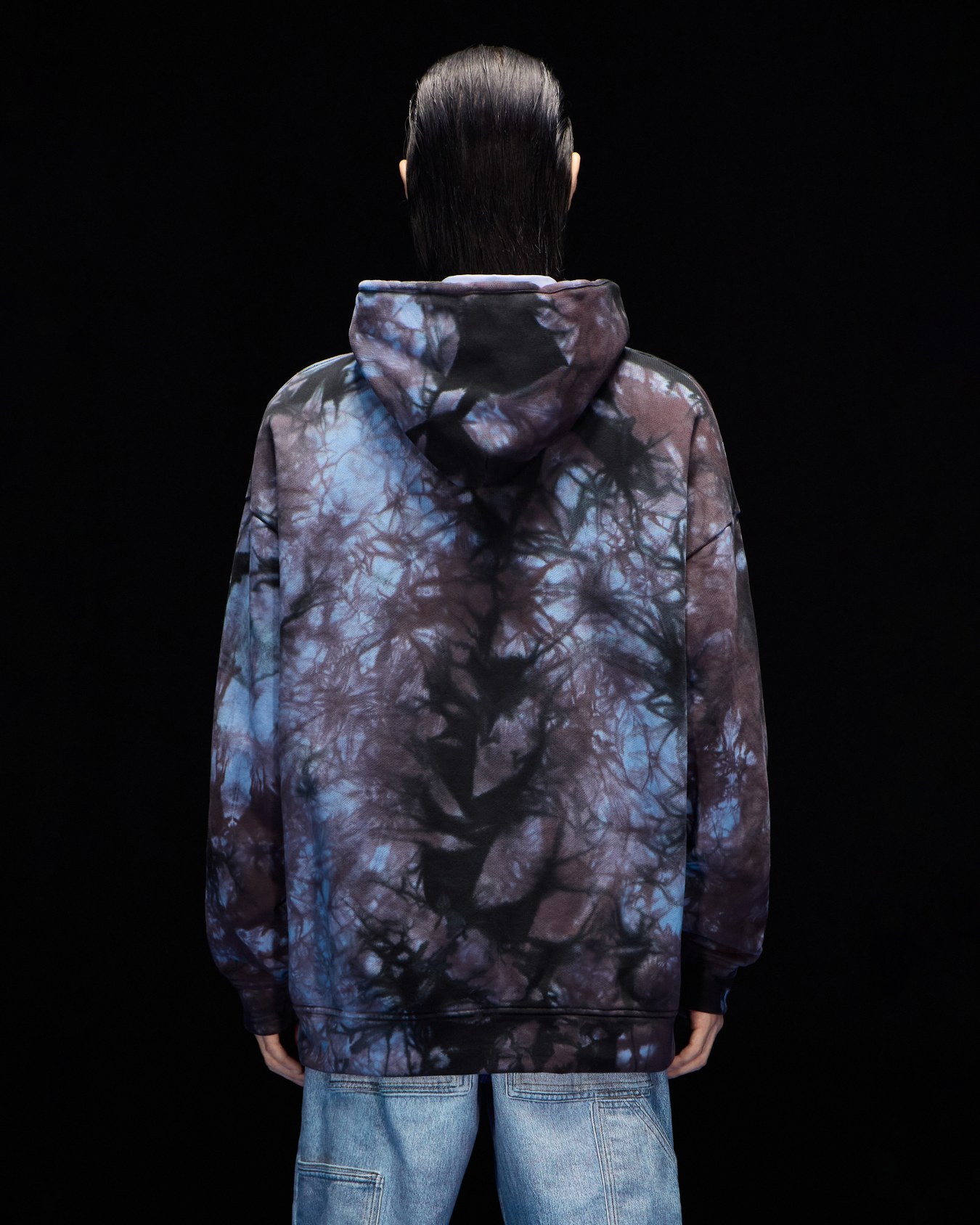 ASV Black Blue capsule collection oversize organic-jersey hooded tie-dye print sweatshirt Slide 3