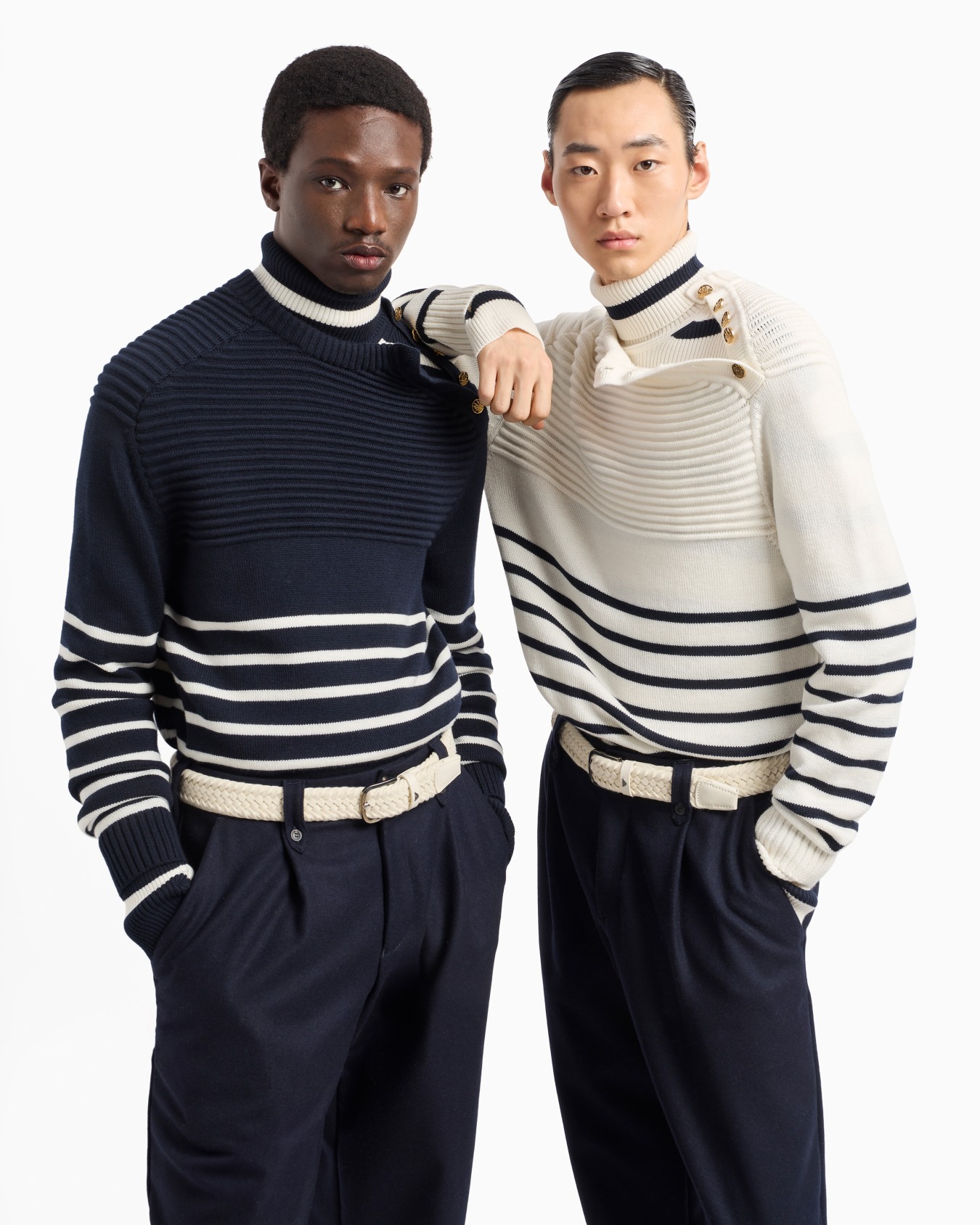 Gestreifter Rollkragenpullover aus gerippter Wollmischung Folie 6