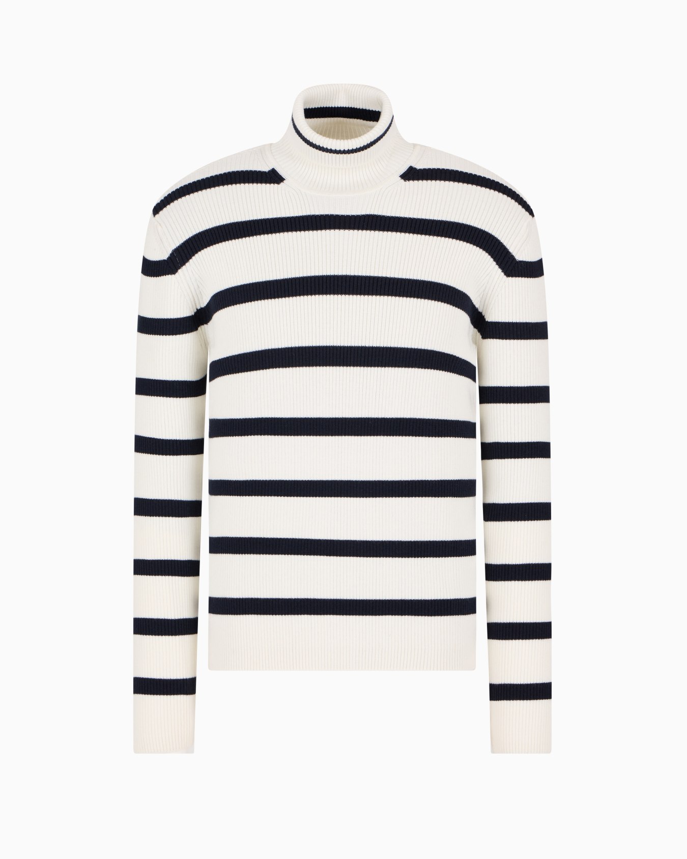 Gestreifter Rollkragenpullover aus gerippter Wollmischung Folie 0