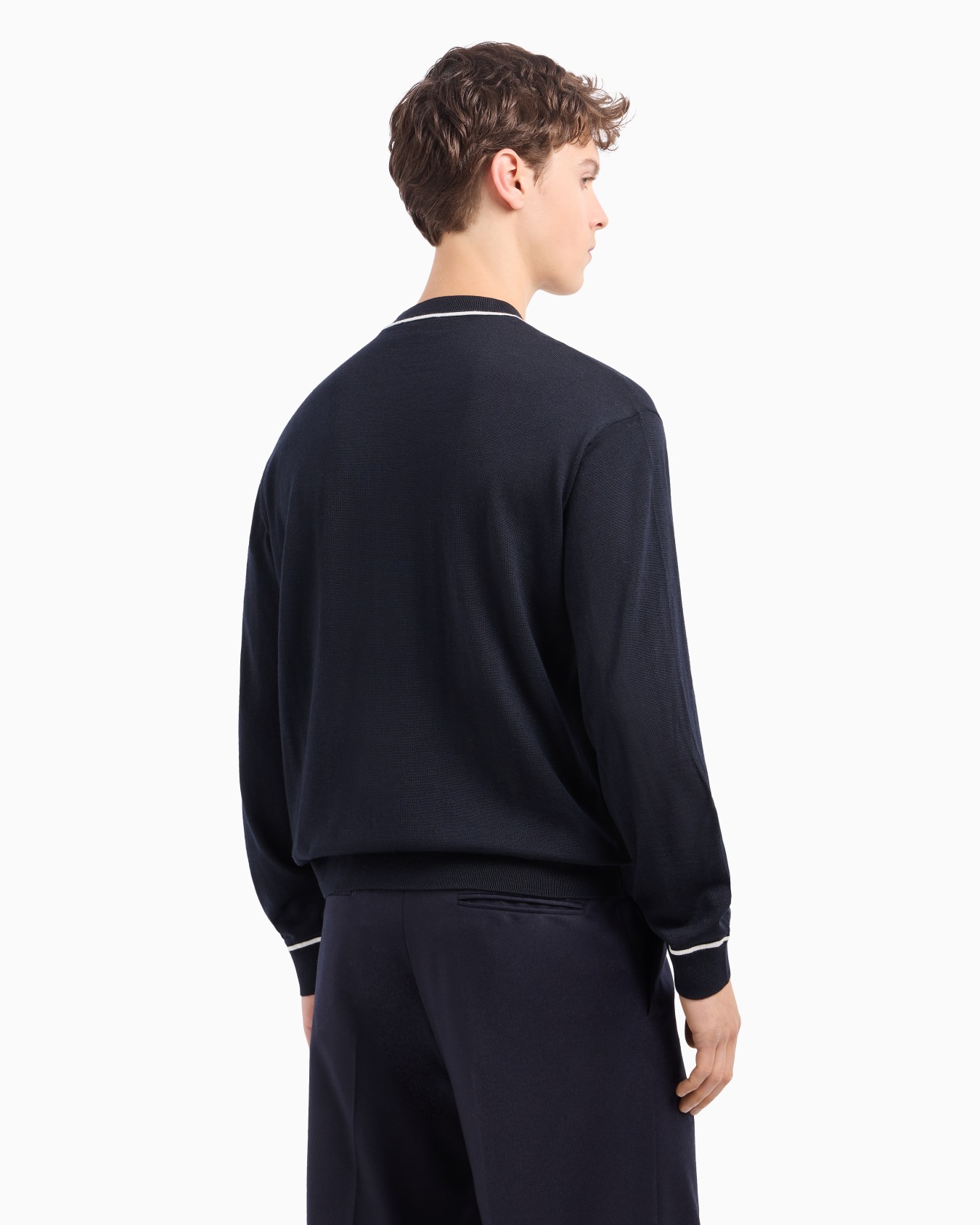 Virgin-wool jumper with jacquard logo detail Slide 2